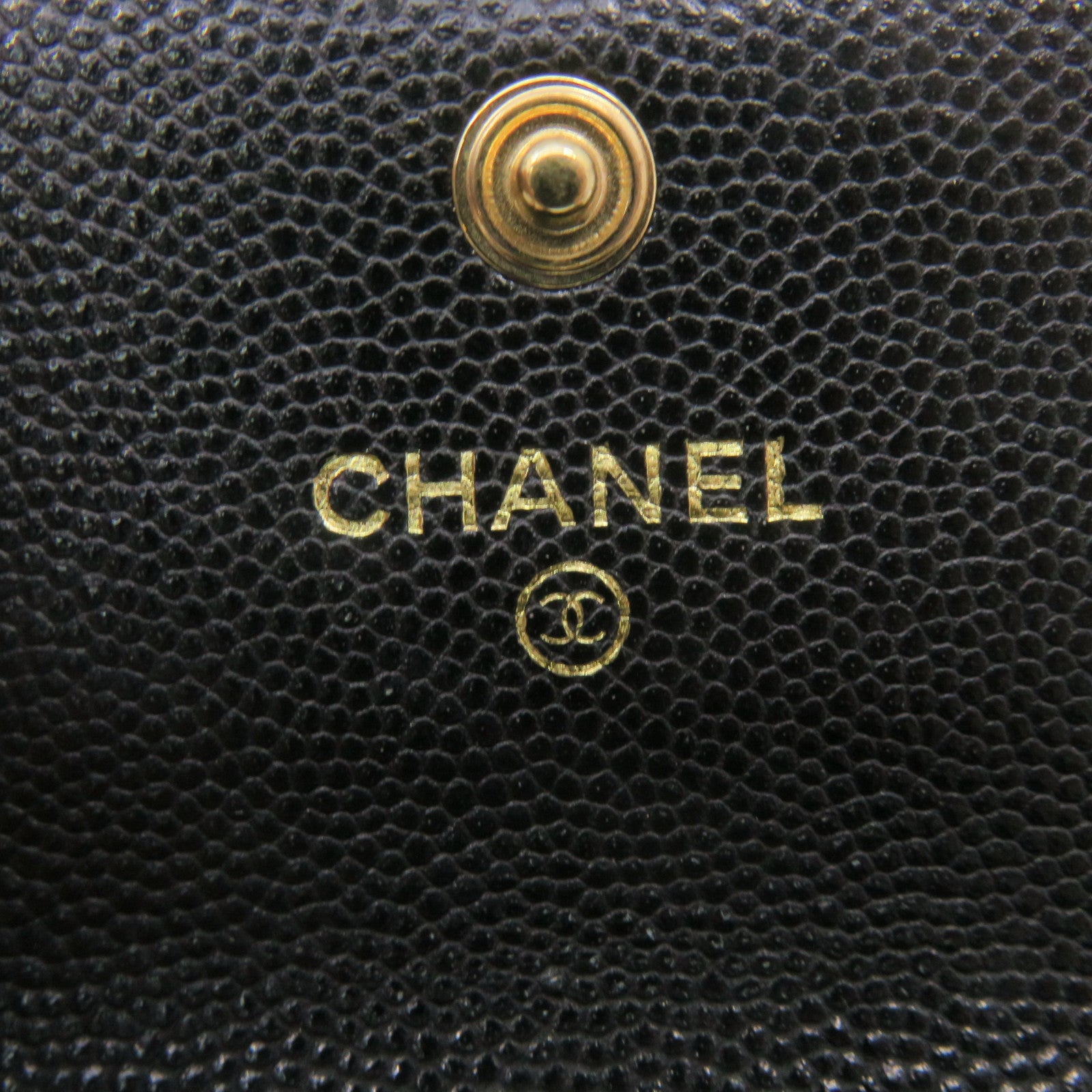CHANEL 菱格Caviar皮革Card Case金扣卡套黑色