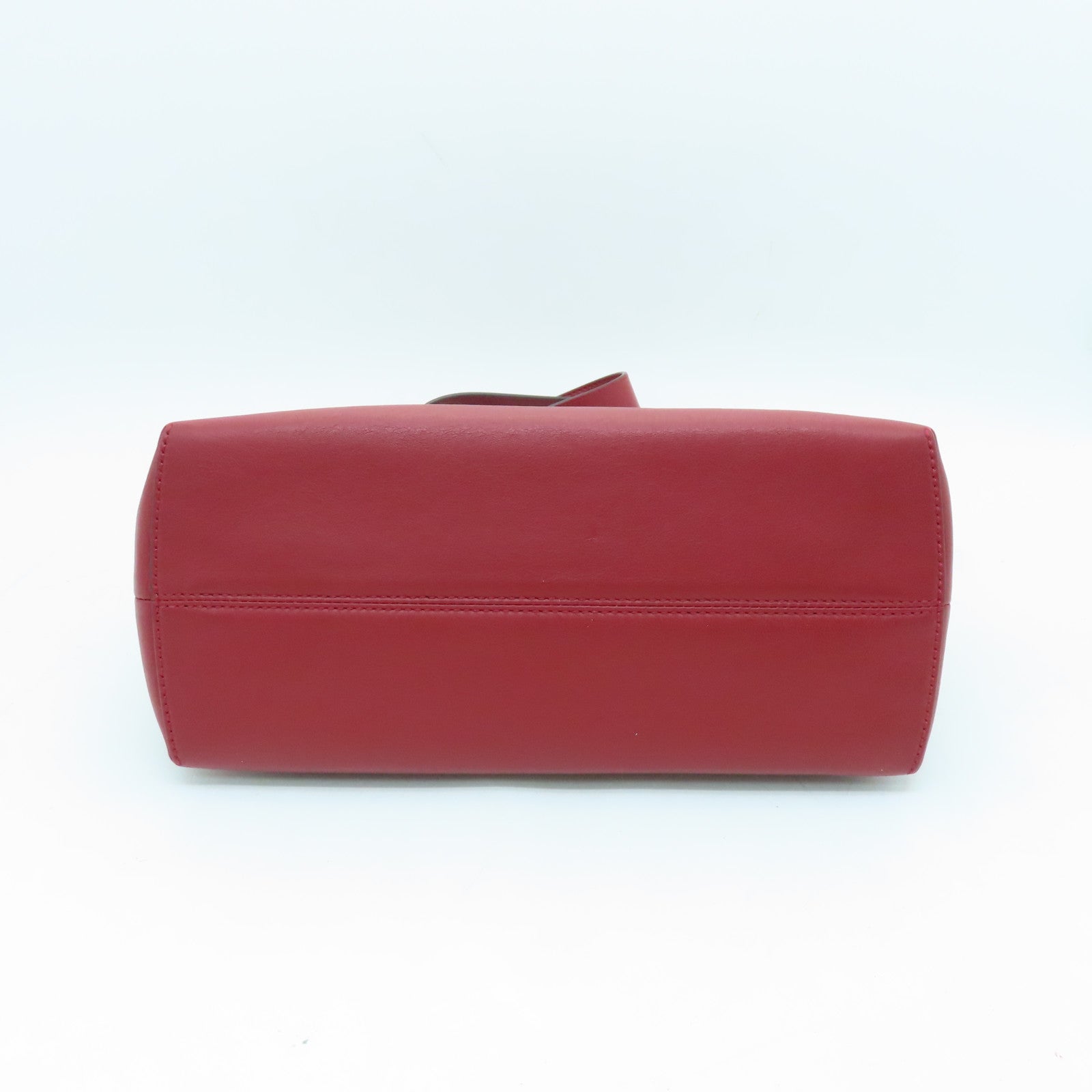 FENDI Cowhide Leather By The Way Silver Buckle Handle Shoulder Bag Red