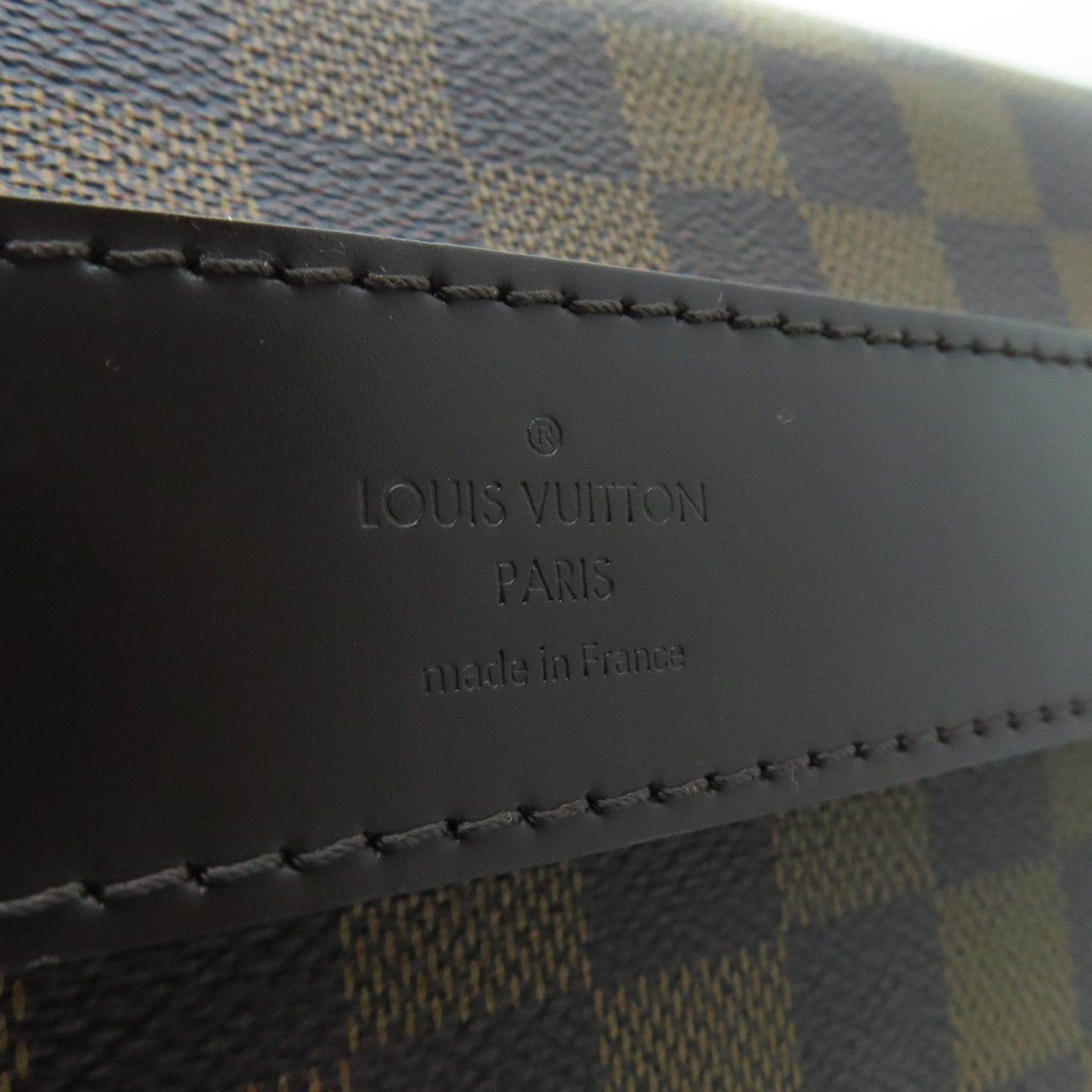 LOUIS VUITTON Damier Ebene Shelton MM gold buckle shoulder bag brown