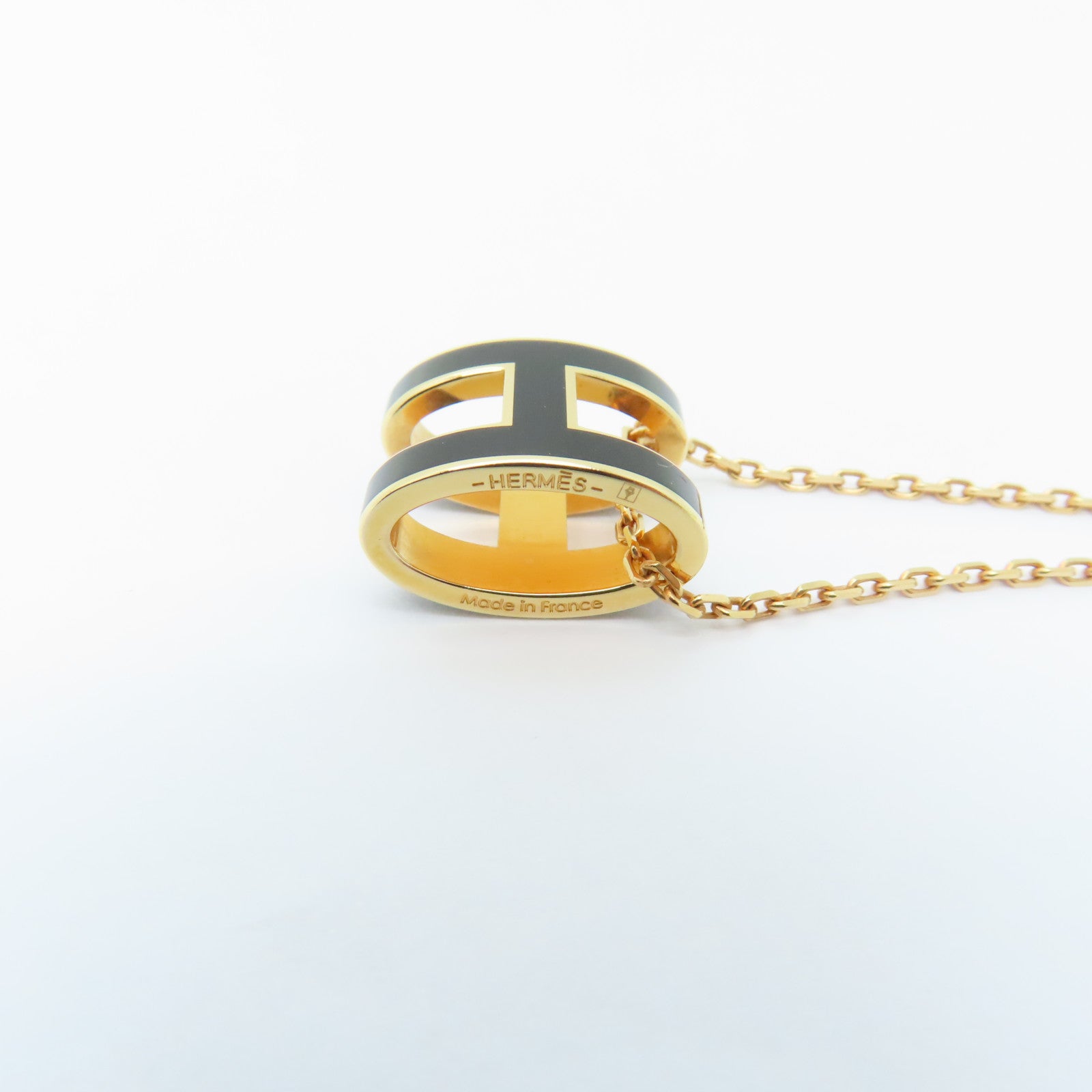 HERMES 金屬/琺瑯Pop H Necklace項鍊黑色/金色