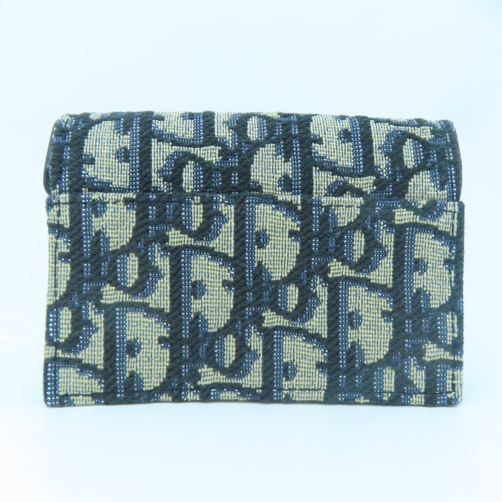 Dior 帆布Card Holder金扣卡片套藍色/米色