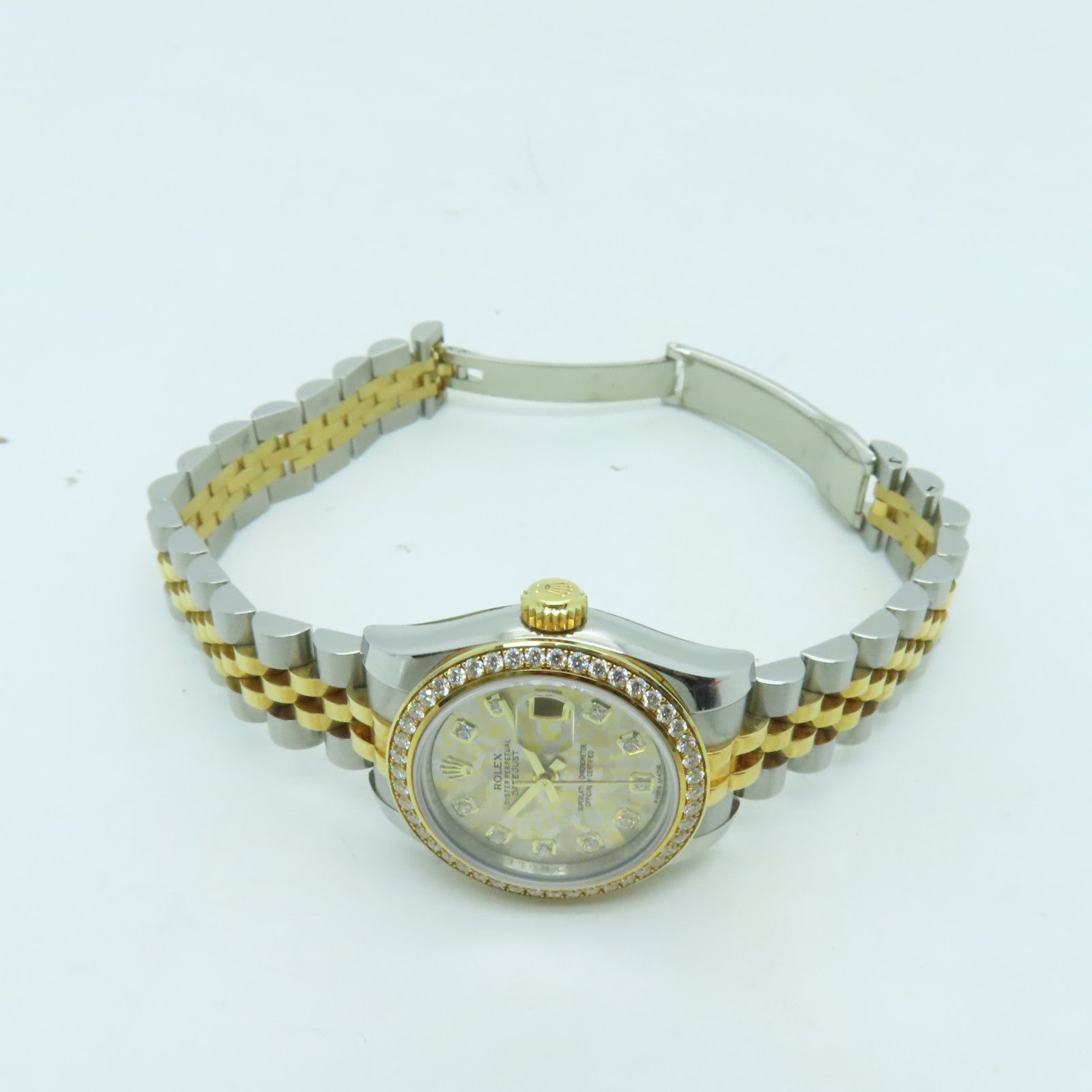ROLEX Datejust 18K/不鏽鋼鑽石手錶自動機芯金色