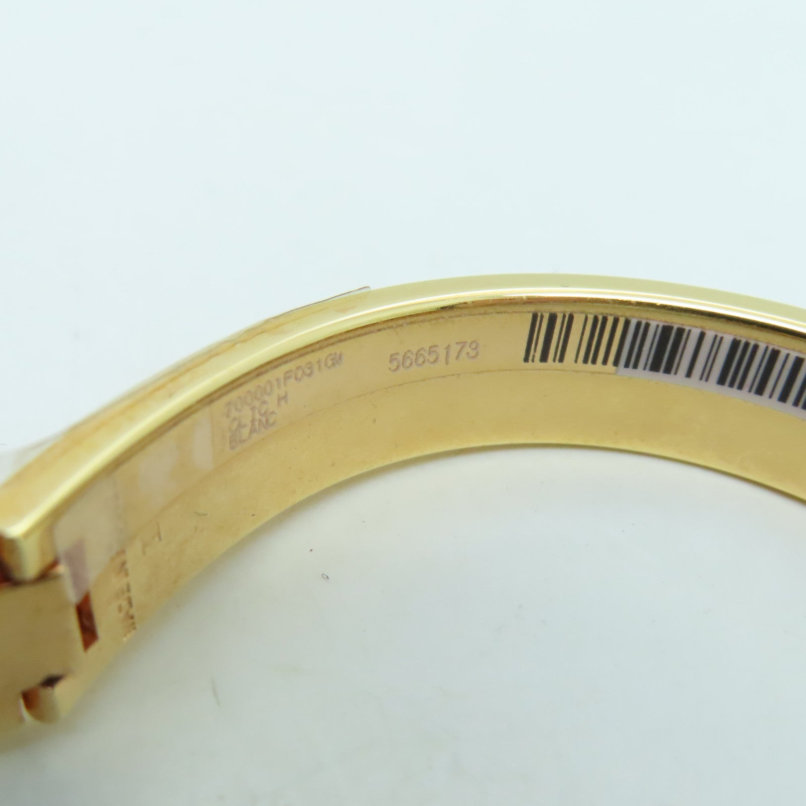 HERMES 金属/珐琅H Bangle金扣白色