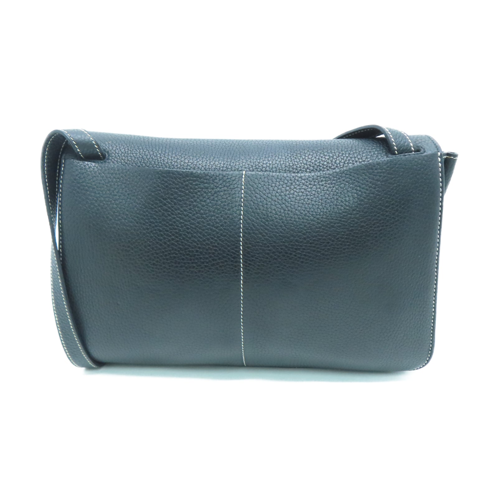 HERMES Taurillon Clemence皮革Halzan 31银扣手挽肩背两用袋黑色