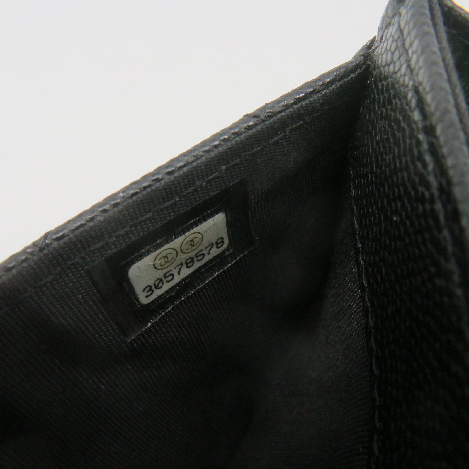 CHANEL 菱格Caviar皮革Card Case金扣卡套黑色
