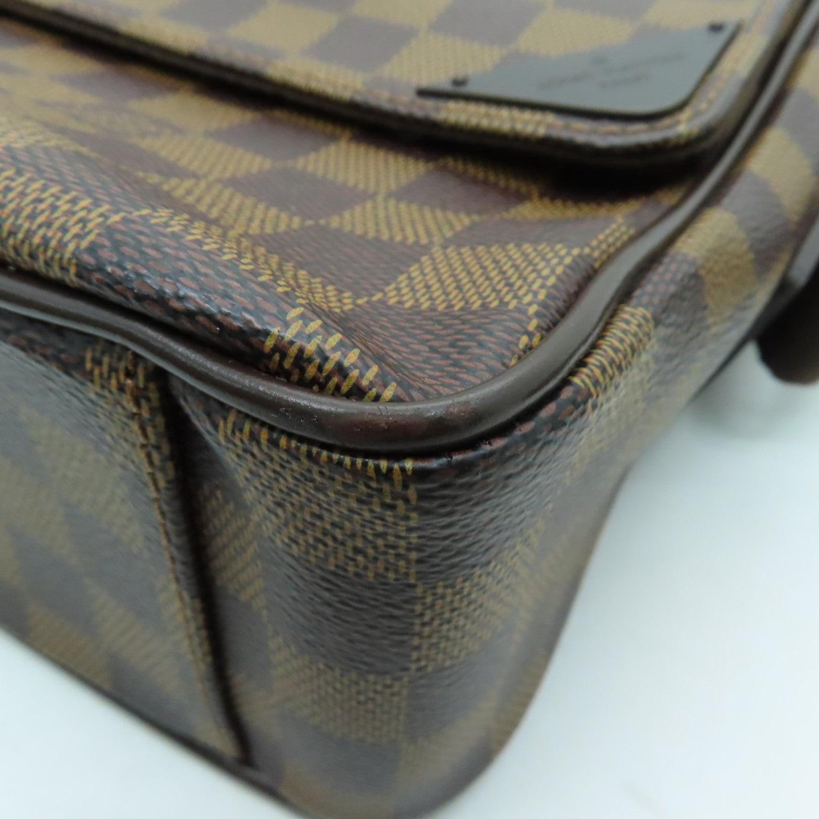 LOUIS VUITTON Damier Ebene Shelton MM gold buckle shoulder bag brown