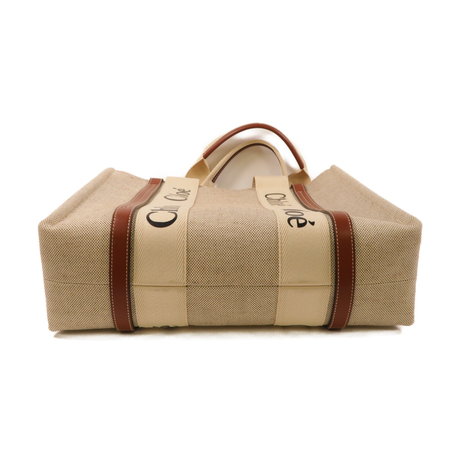 Chloe 帆布/牛皮皮革Medium Woody Tote Bag手挽袋米色/啡色