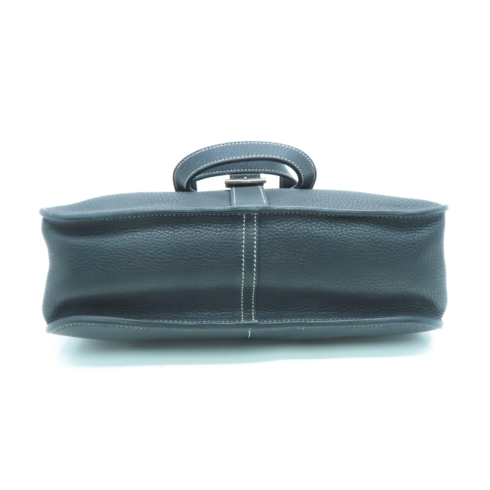 HERMES Taurillon Clemence皮革Halzan 31银扣手挽肩背两用袋黑色