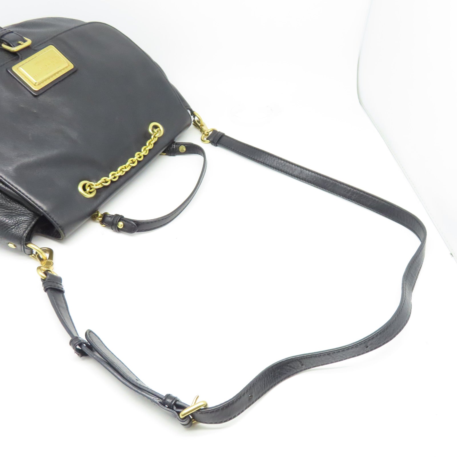 MARC BY MARC JACOBS 羊皮皮革Shoulder Bag金扣手挽肩背兩用袋黑色