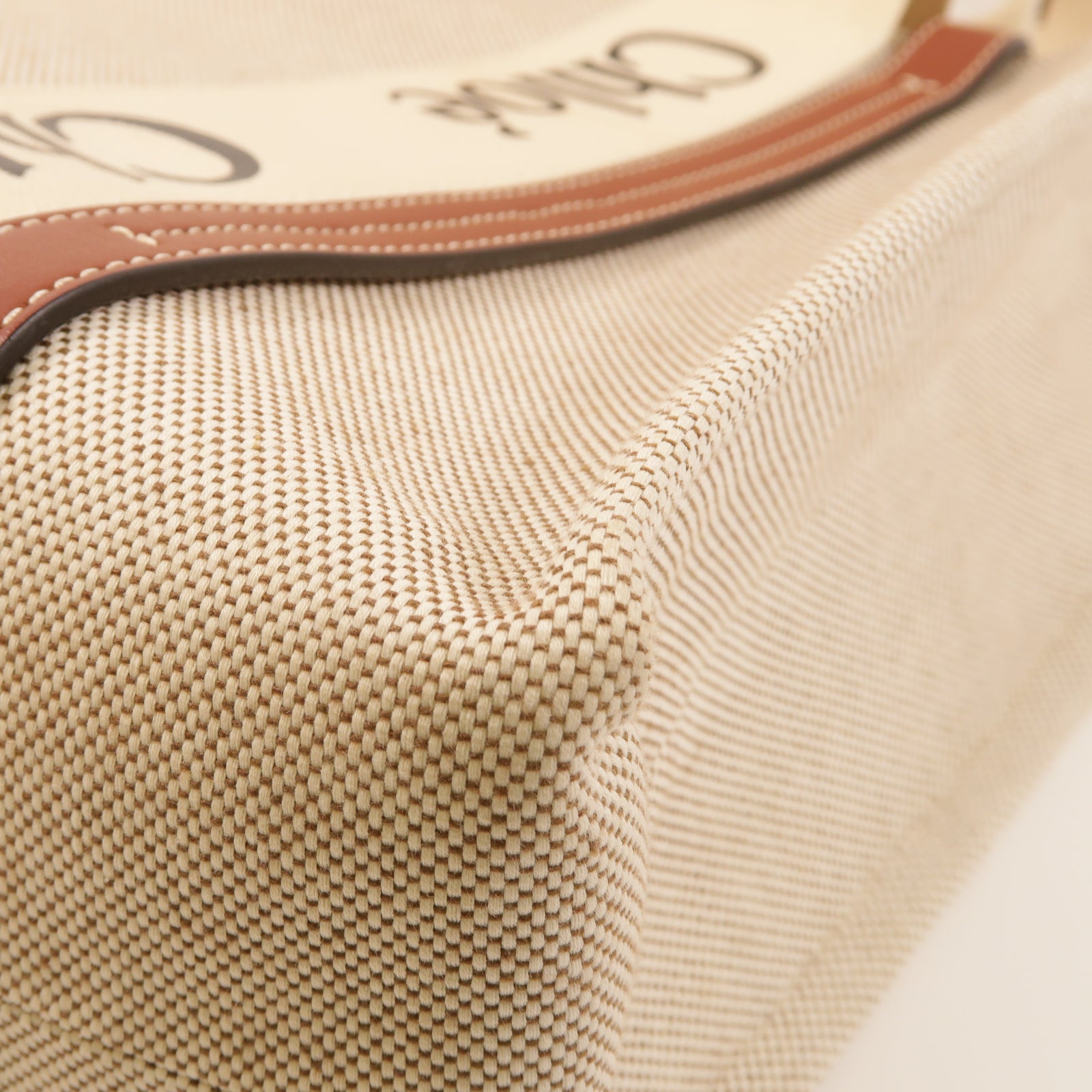 Chloe 帆布/牛皮皮革Medium Woody Tote Bag手挽袋米色/啡色