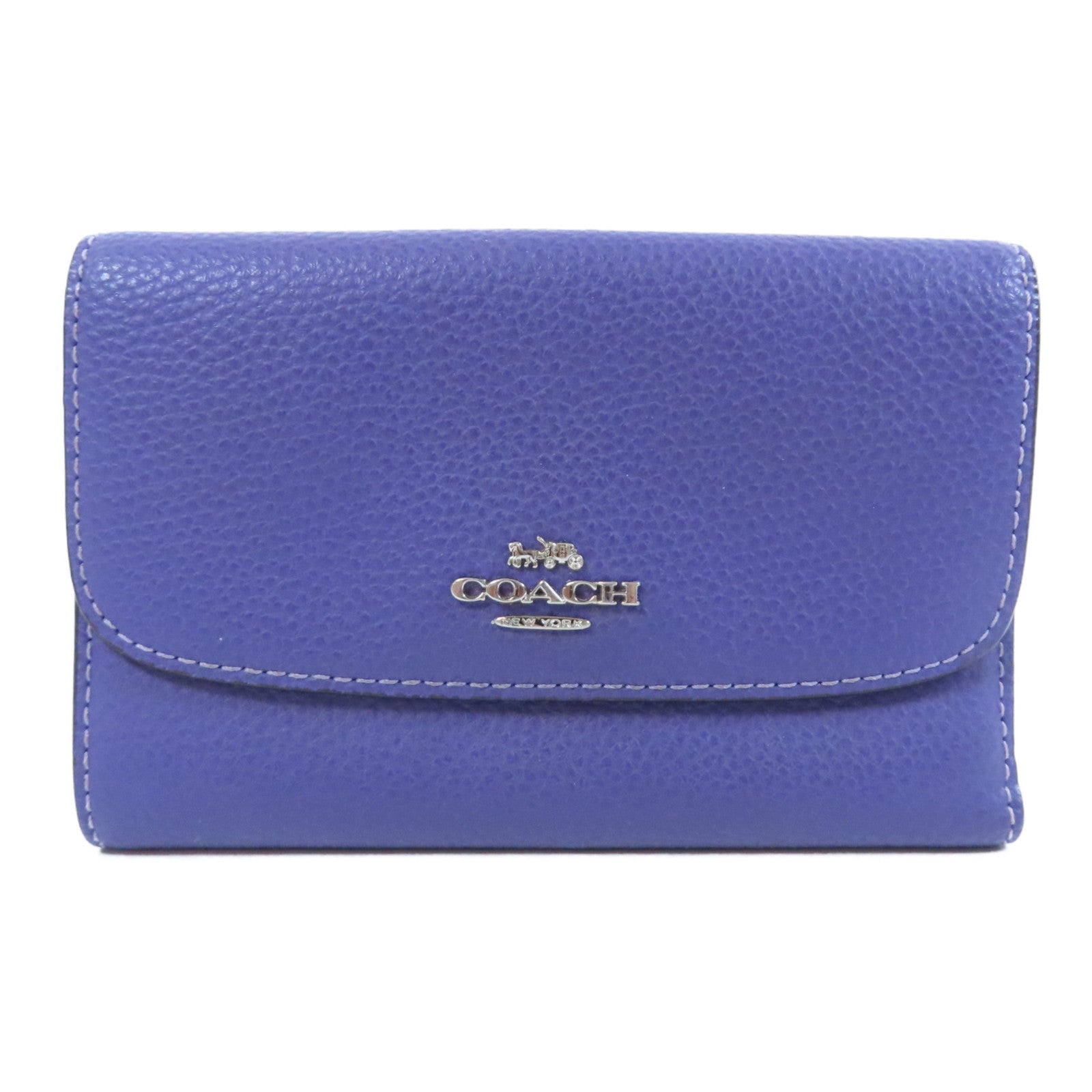 COACH 牛皮皮革Long Wallet銀扣長錢包紫色
