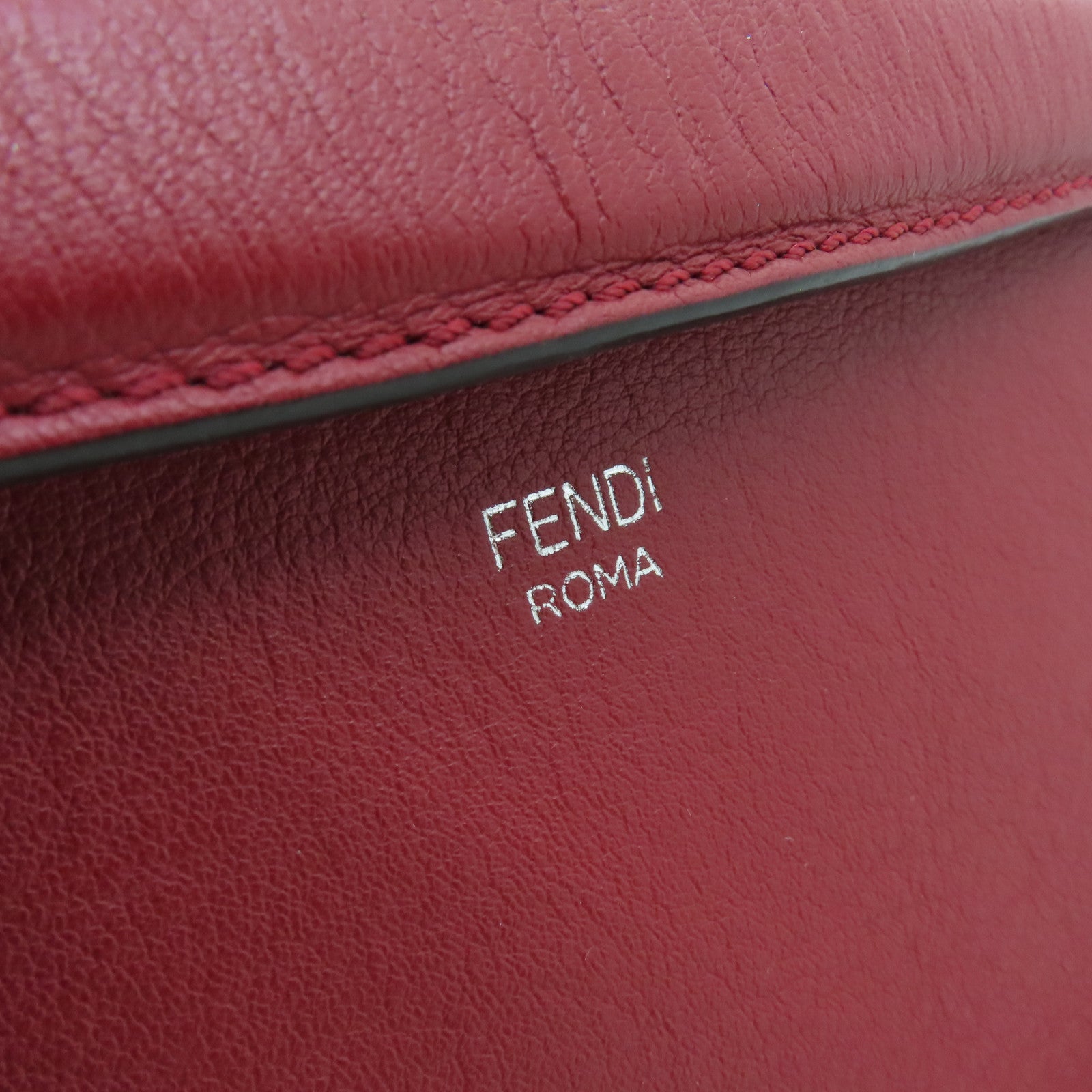 FENDI Cowhide Leather By The Way Silver Buckle Handle Shoulder Bag Red