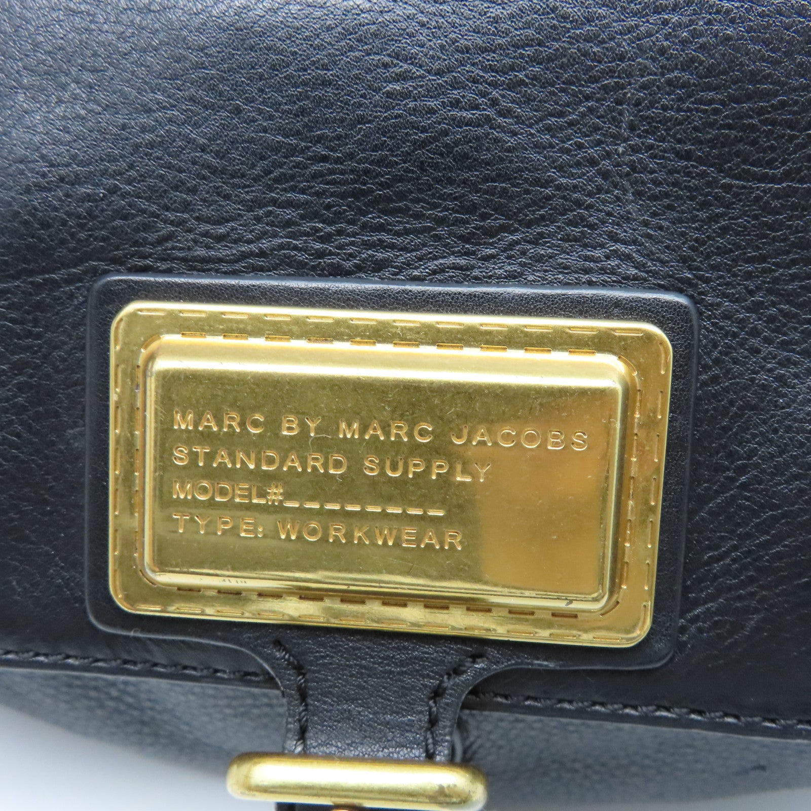 MARC BY MARC JACOBS 羊皮皮革Shoulder Bag金扣手挽肩背兩用袋黑色