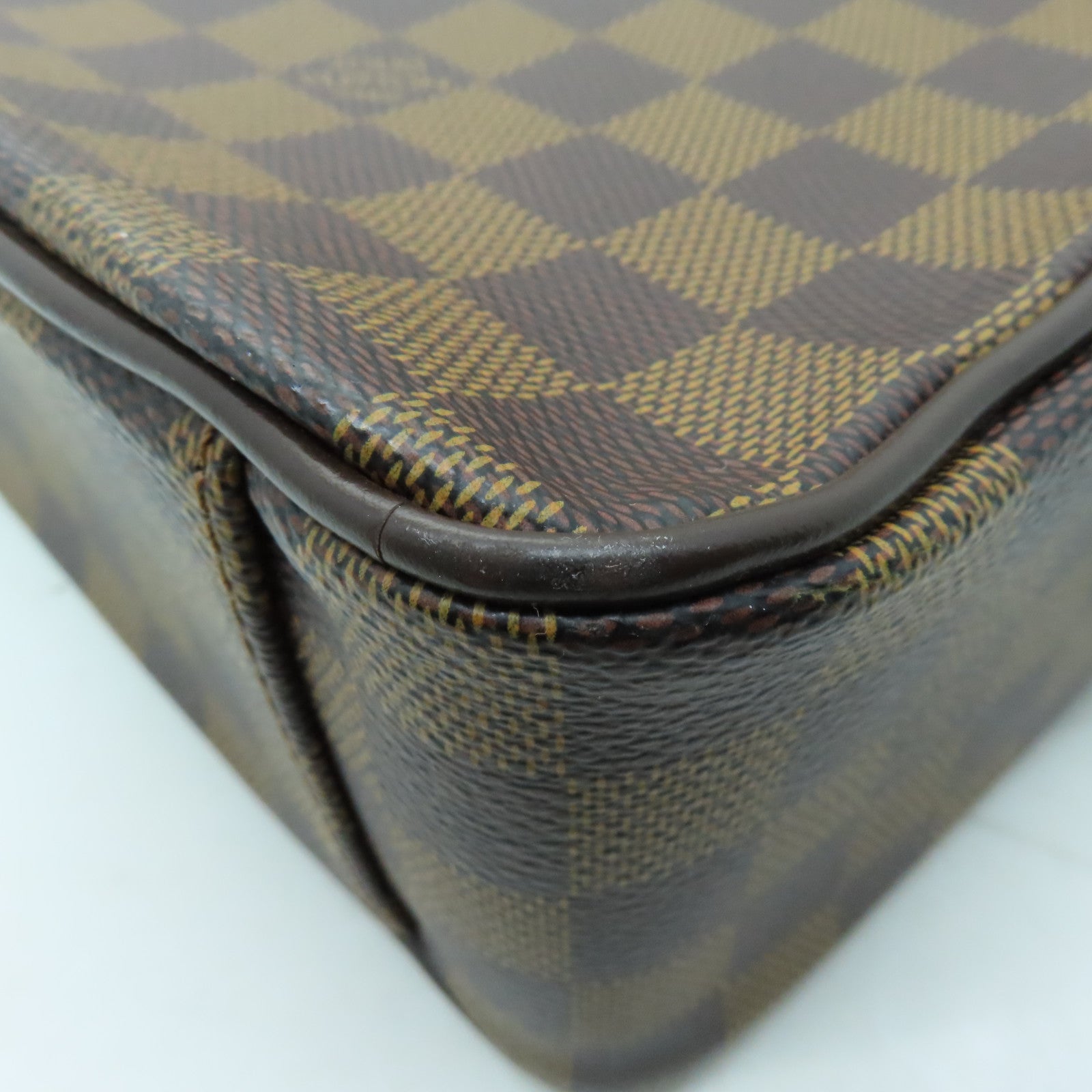 LOUIS VUITTON Damier Ebene Shelton MM gold buckle shoulder bag brown