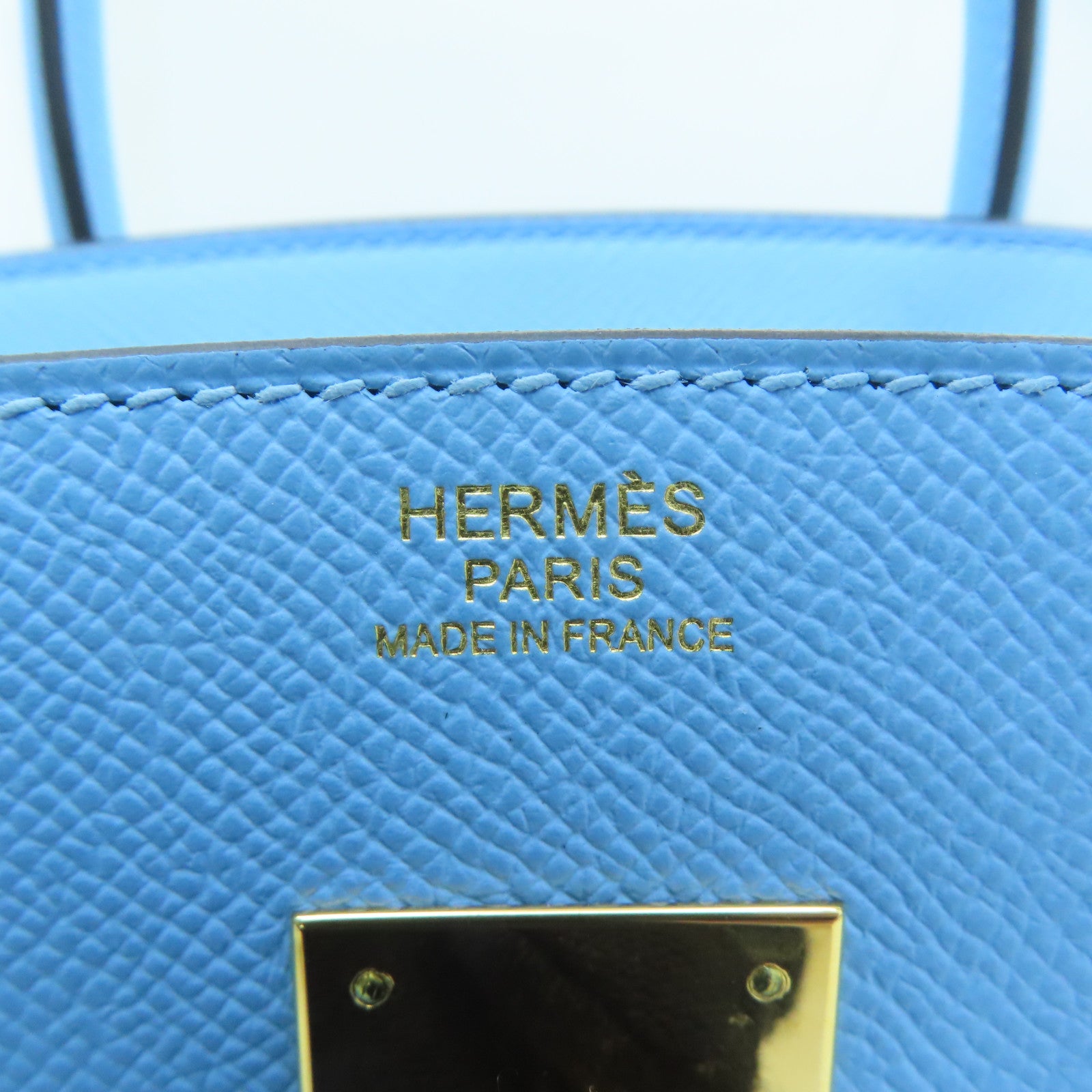 HERMES Veau Epsom皮革Birkin 30金扣手挽袋水蓝色