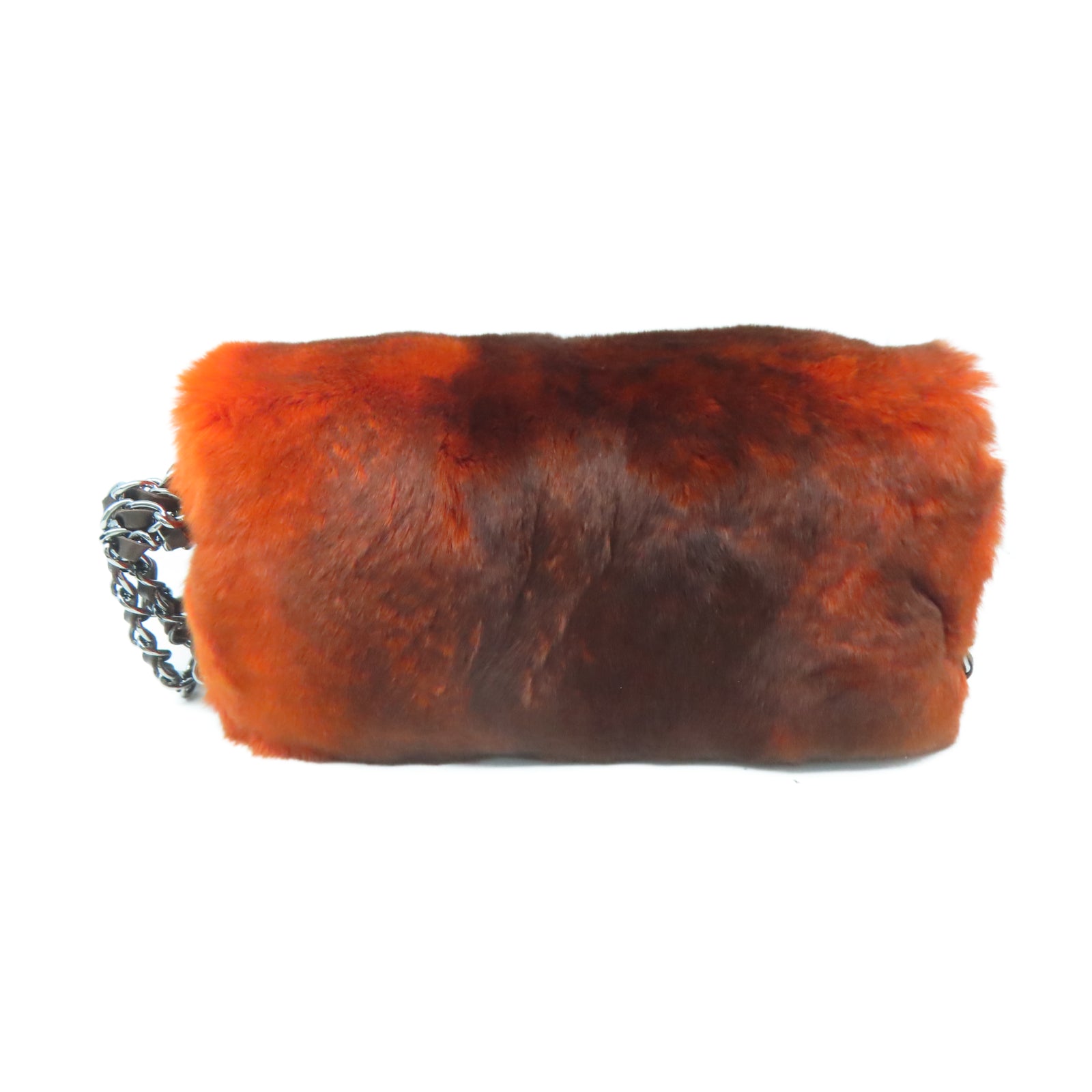 CHANEL Fur Chain Shoulder銀扣鏈帶肩背袋燈色