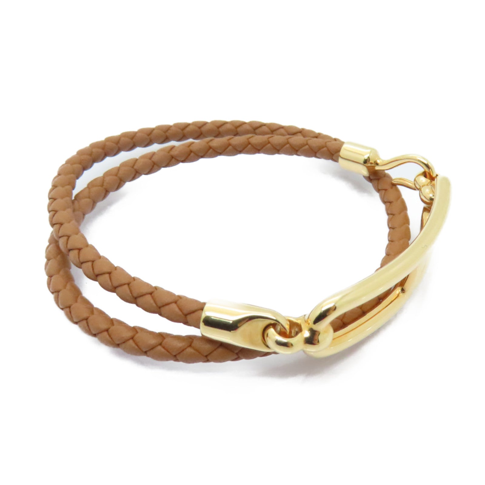 HERMES Swift皮革Roulis Double Tour Bracelet金扣手帶Gold/啡色