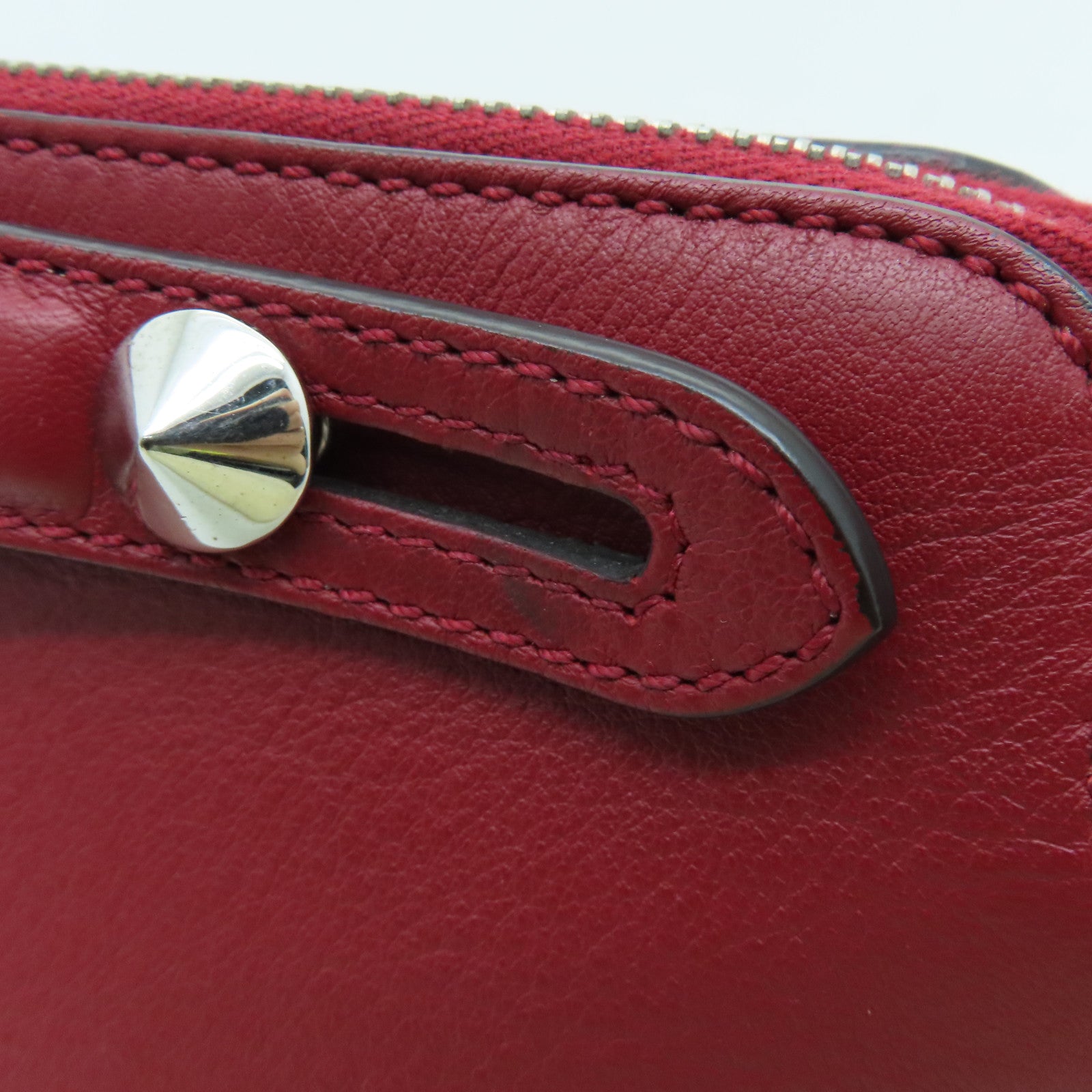 FENDI Cowhide Leather By The Way Silver Buckle Handle Shoulder Bag Red