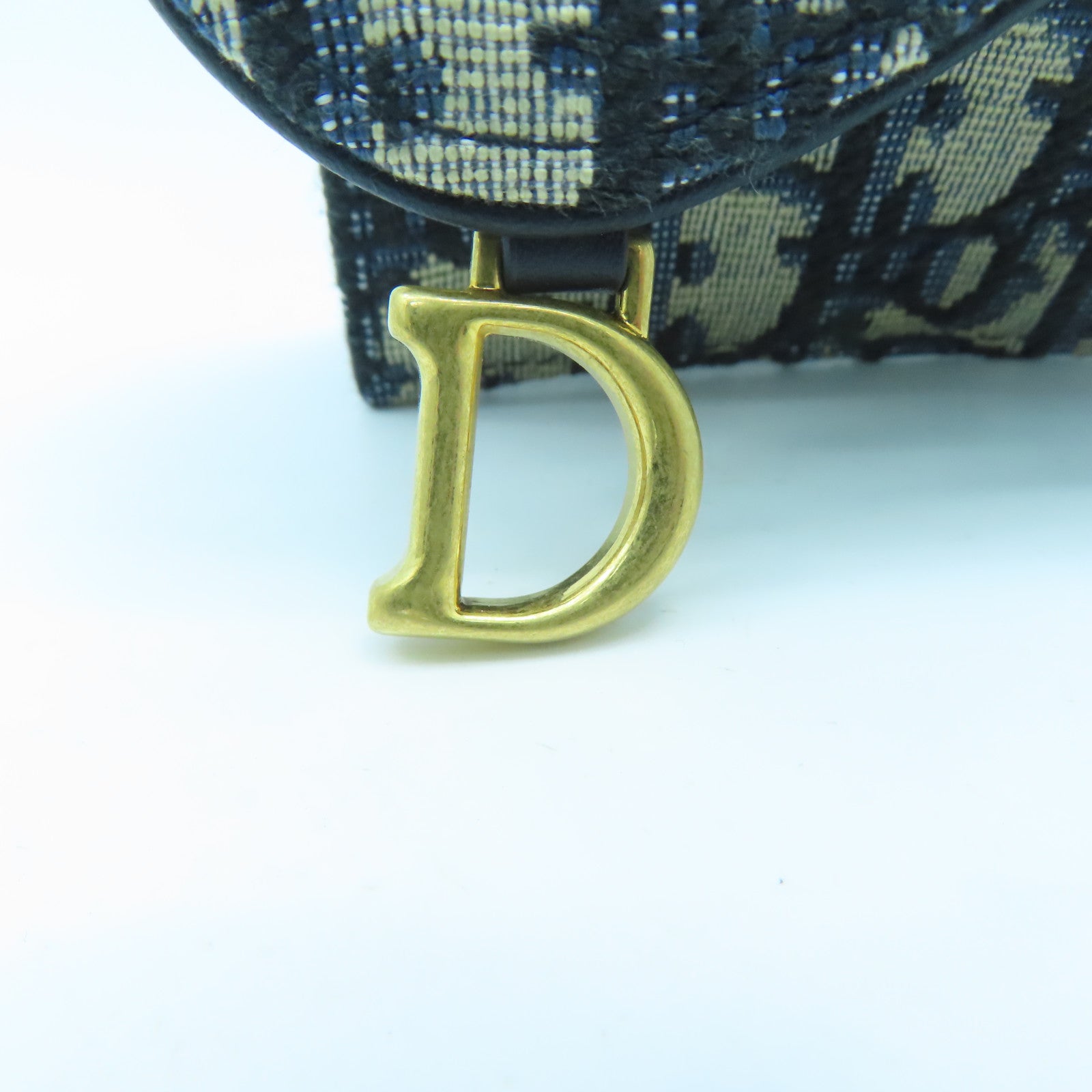 Dior 帆布Card Holder金扣卡片套藍色/米色