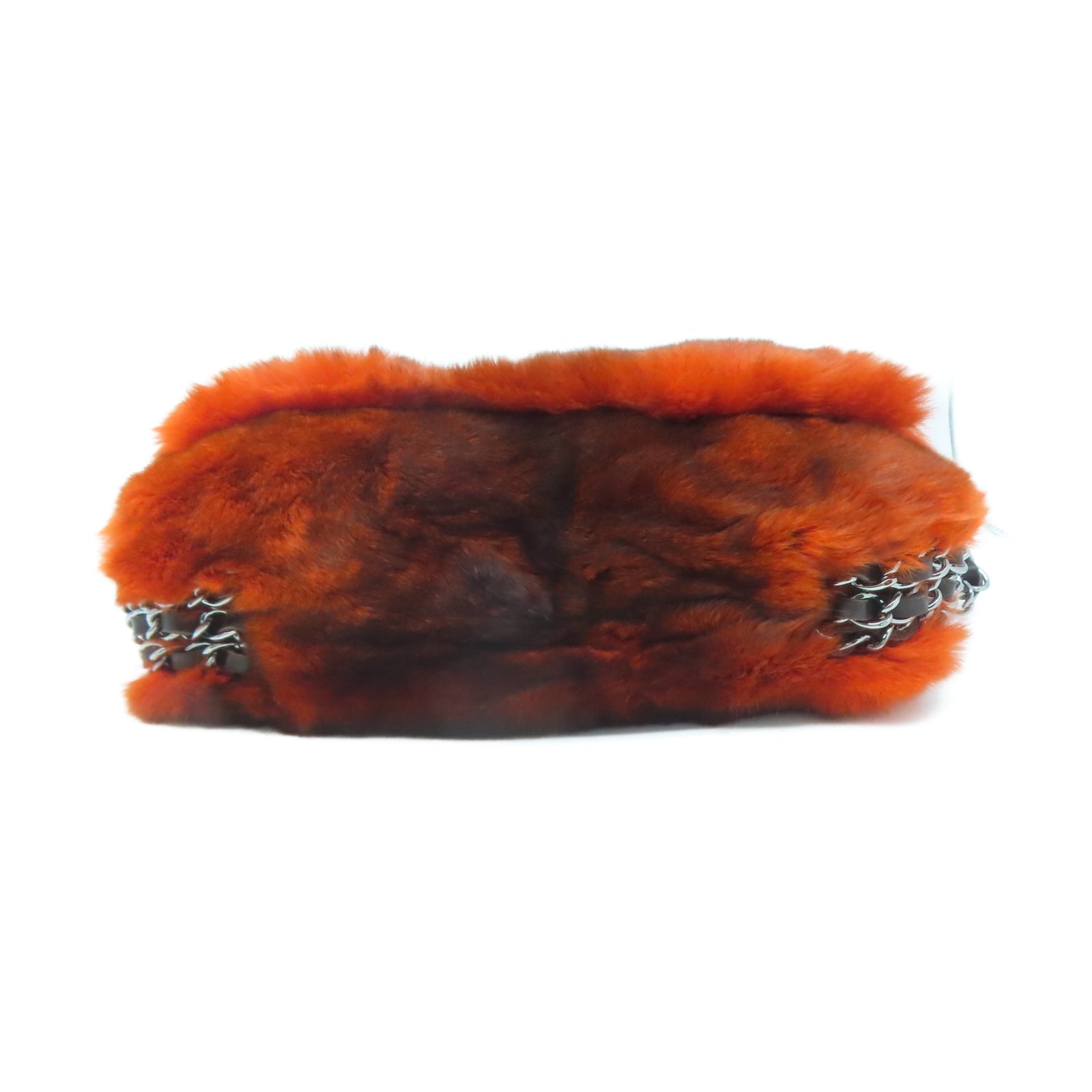 CHANEL Fur Chain Shoulder銀扣鏈帶肩背袋燈色