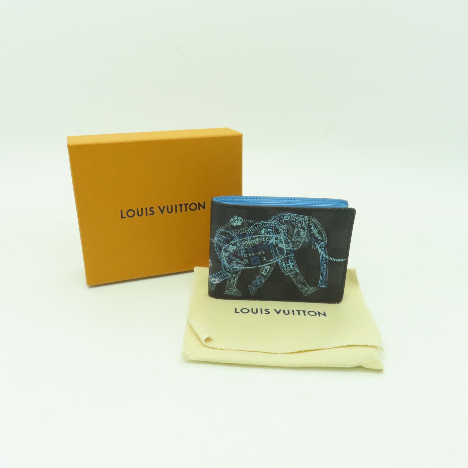 LOUIS VUITTON Damier Slender Wallet錢包黑色/藍色