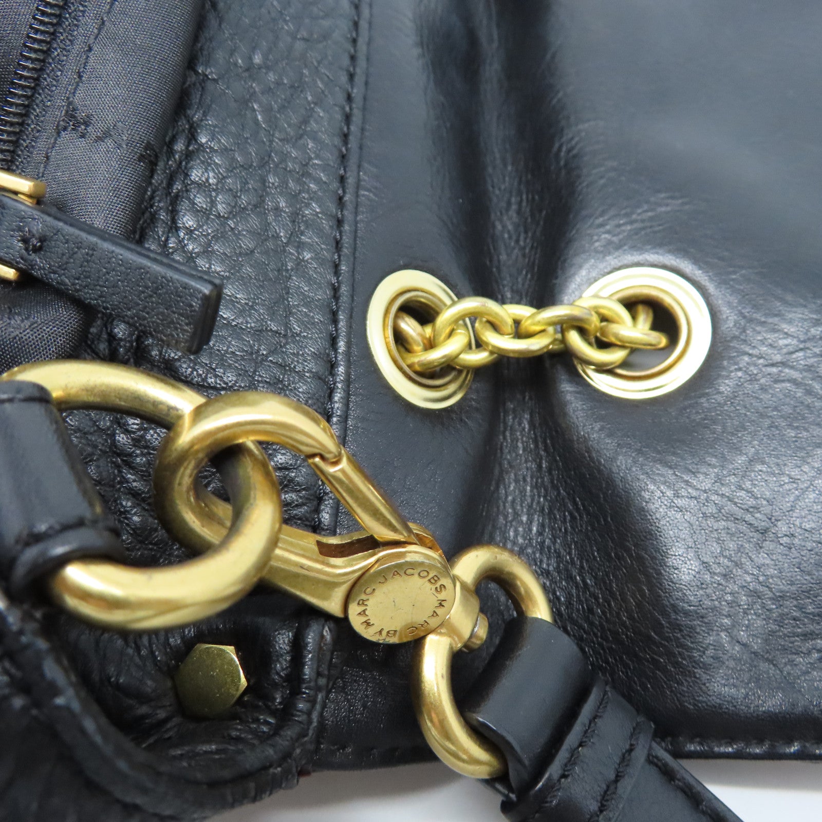 MARC BY MARC JACOBS 羊皮皮革Shoulder Bag金扣手挽肩背兩用袋黑色