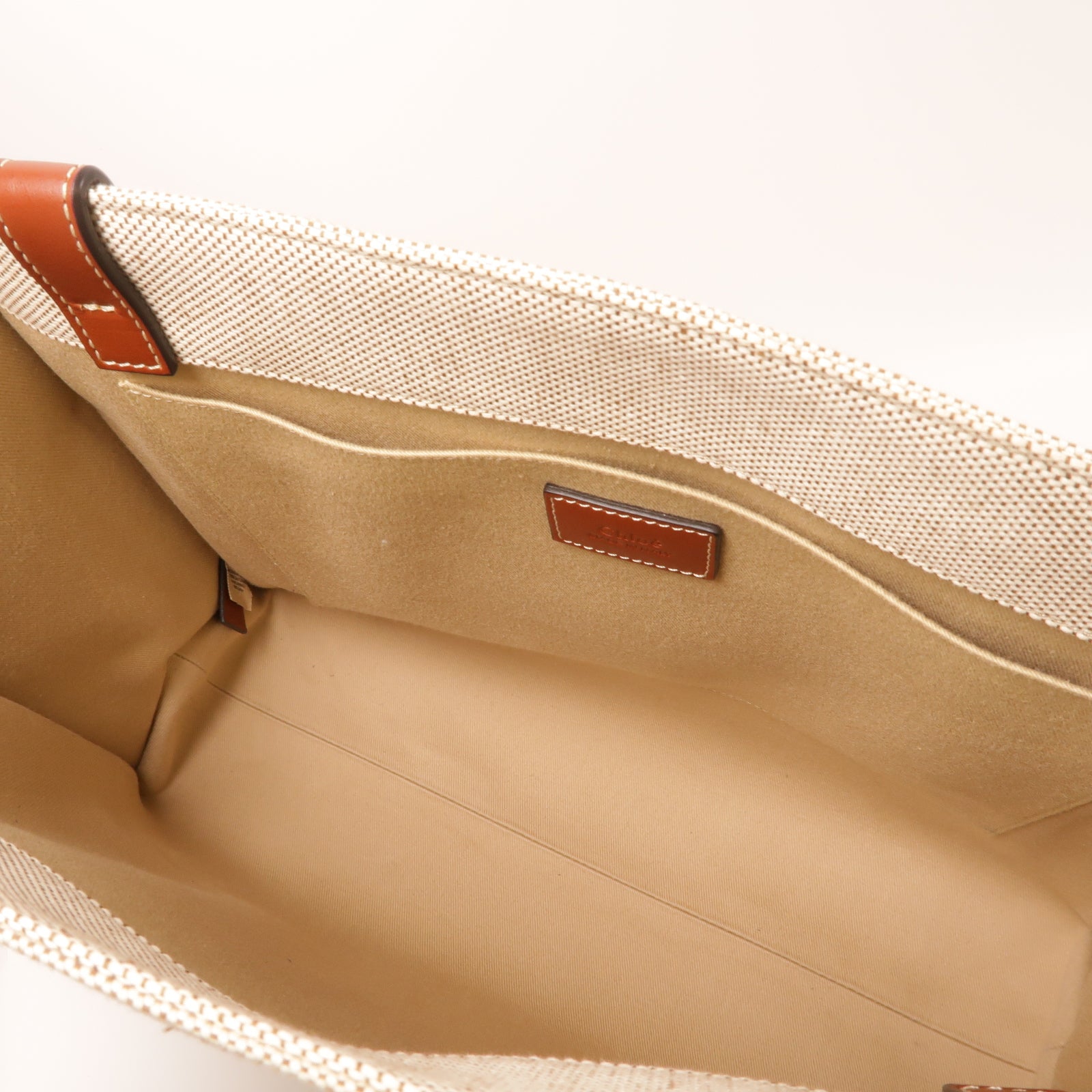 Chloe 帆布/牛皮皮革Medium Woody Tote Bag手挽袋米色/啡色