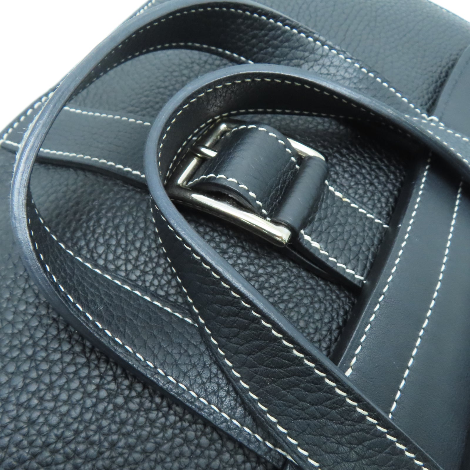 HERMES Taurillon Clemence皮革Halzan 31银扣手挽肩背两用袋黑色
