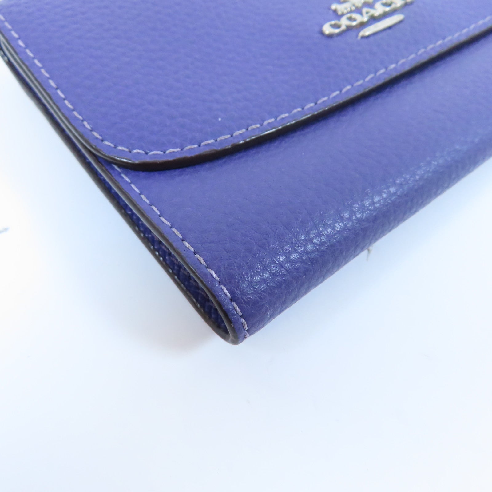COACH 牛皮皮革Long Wallet銀扣長錢包紫色