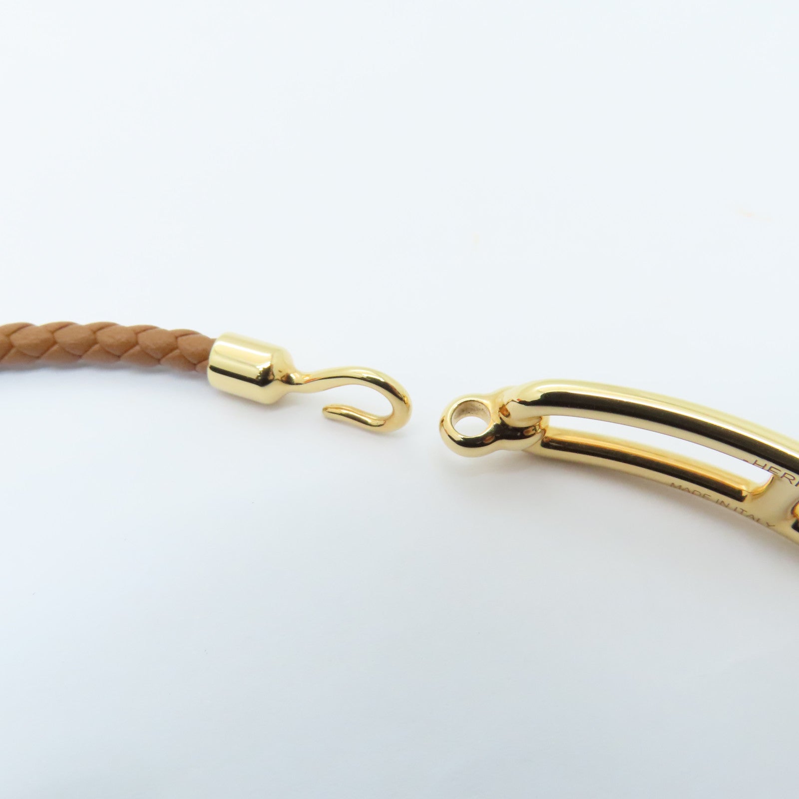 HERMES Swift皮革Roulis Double Tour Bracelet金扣手帶Gold/啡色