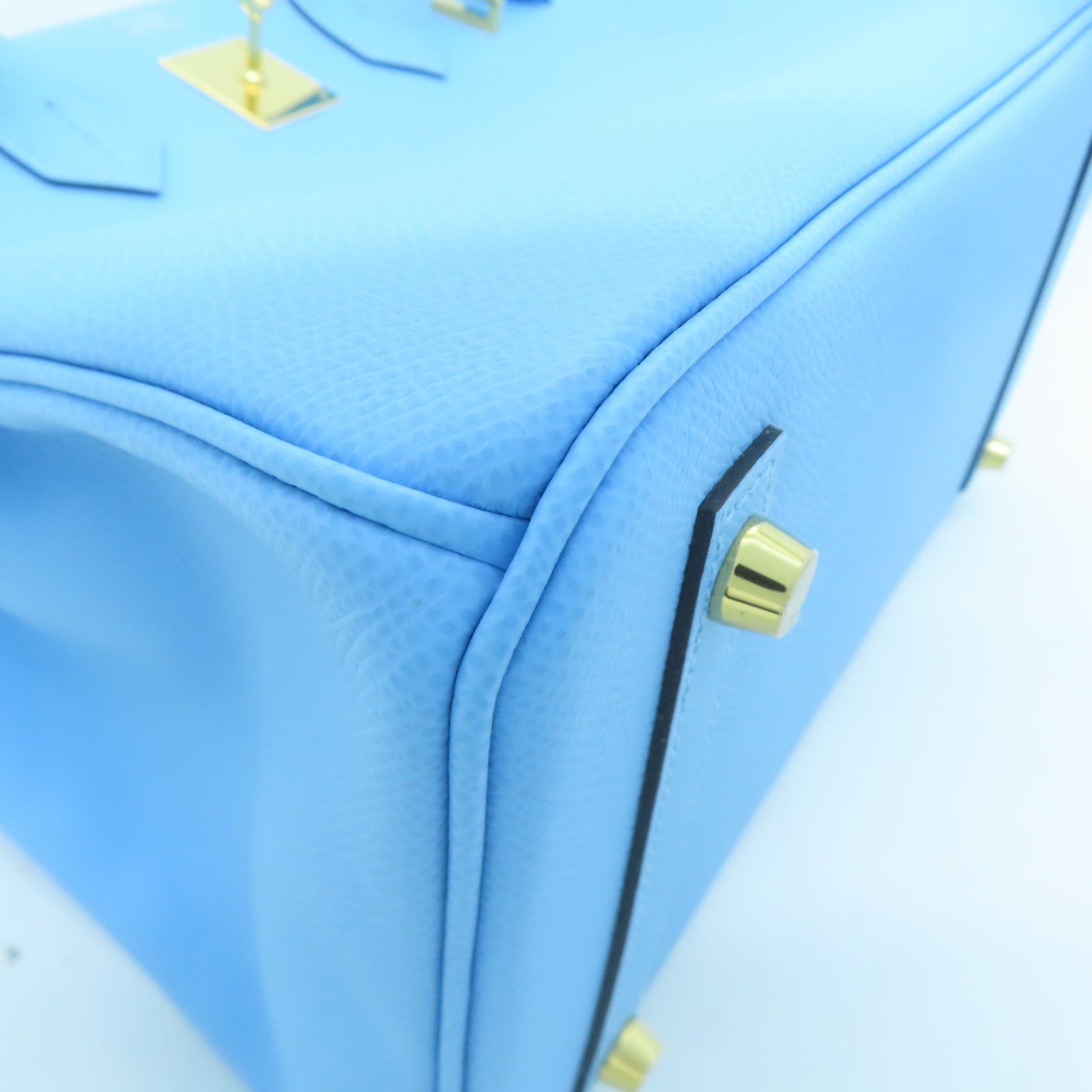 HERMES Veau Epsom皮革Birkin 30金扣手挽袋水蓝色