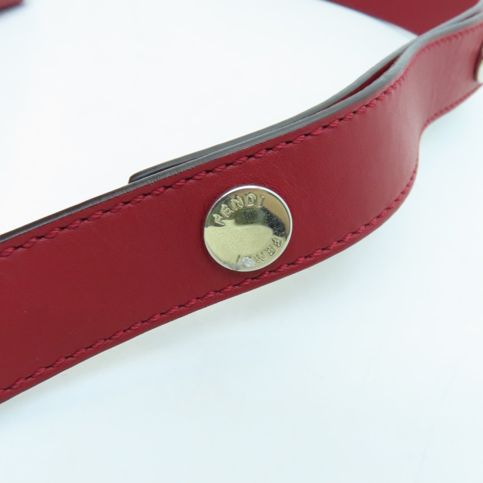 FENDI Cowhide Leather By The Way Silver Buckle Handle Shoulder Bag Red