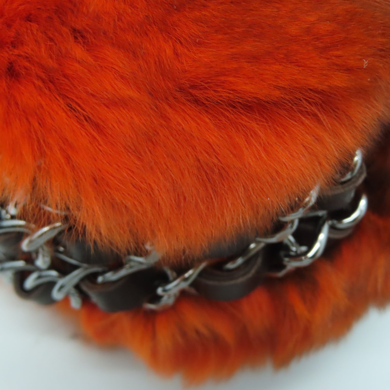 CHANEL Fur Chain Shoulder銀扣鏈帶肩背袋燈色