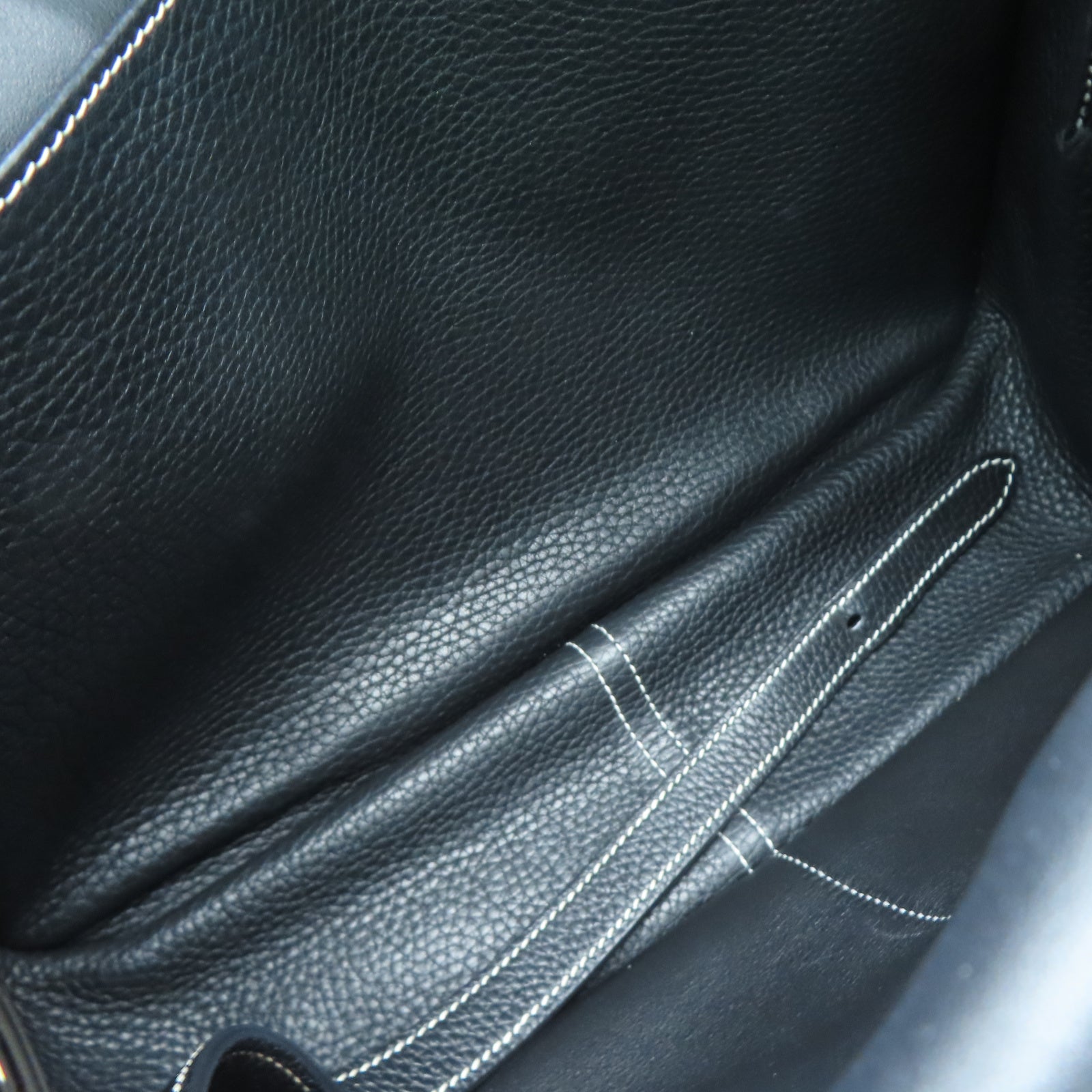 HERMES Taurillon Clemence皮革Halzan 31银扣手挽肩背两用袋黑色