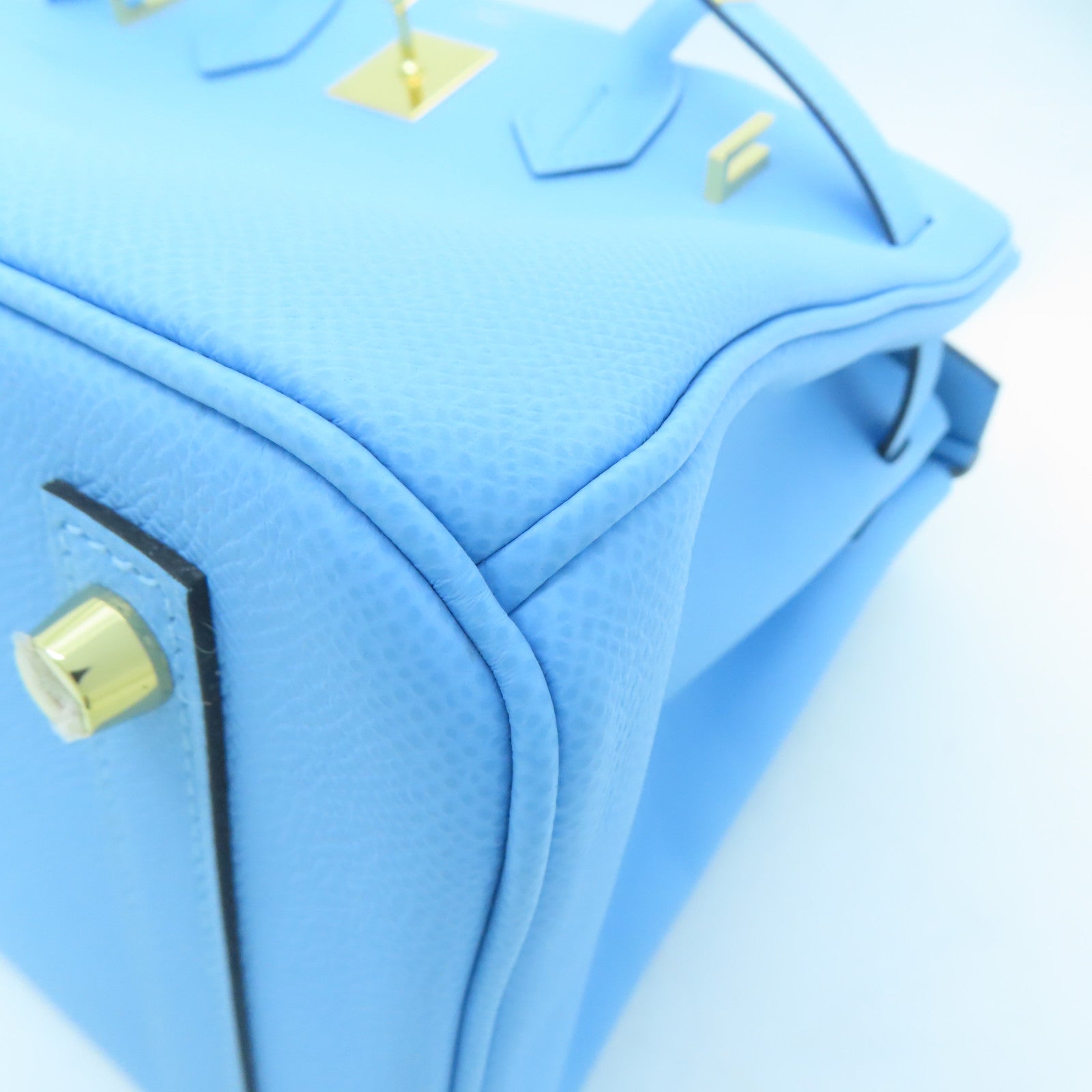 HERMES Veau Epsom皮革Birkin 30金扣手挽袋水蓝色