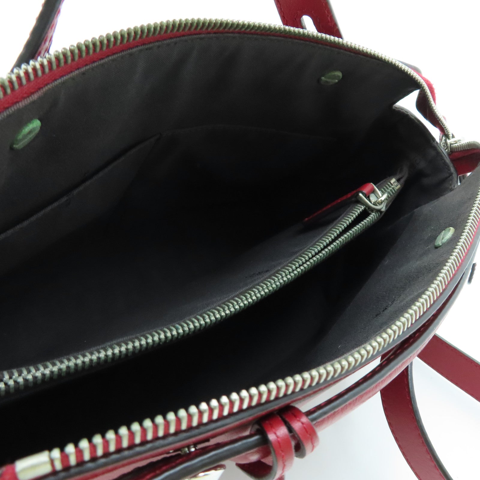 FENDI Cowhide Leather By The Way Silver Buckle Handle Shoulder Bag Red