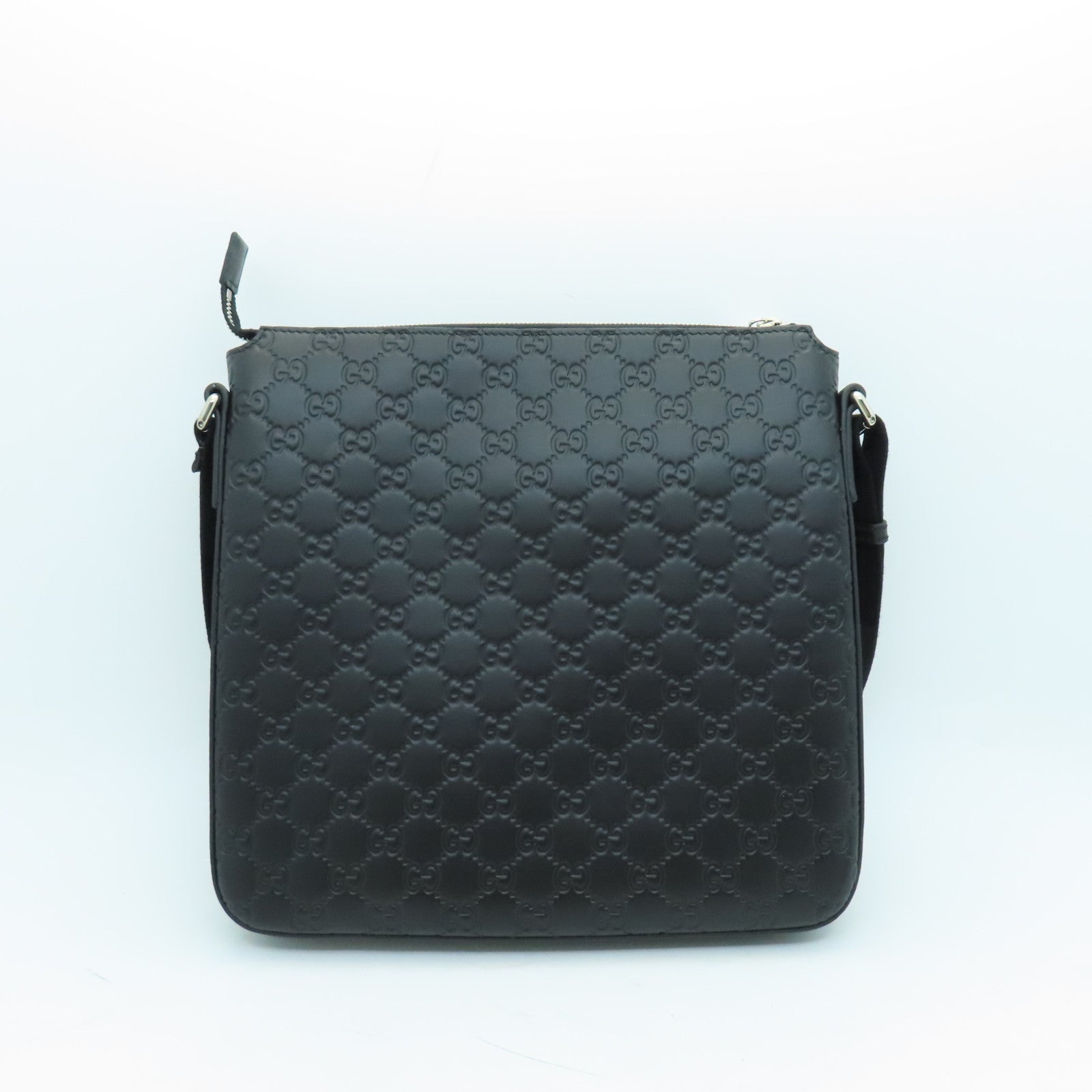 GUCCI cowhide leather Shoulder Bag silver buckle shoulder bag black