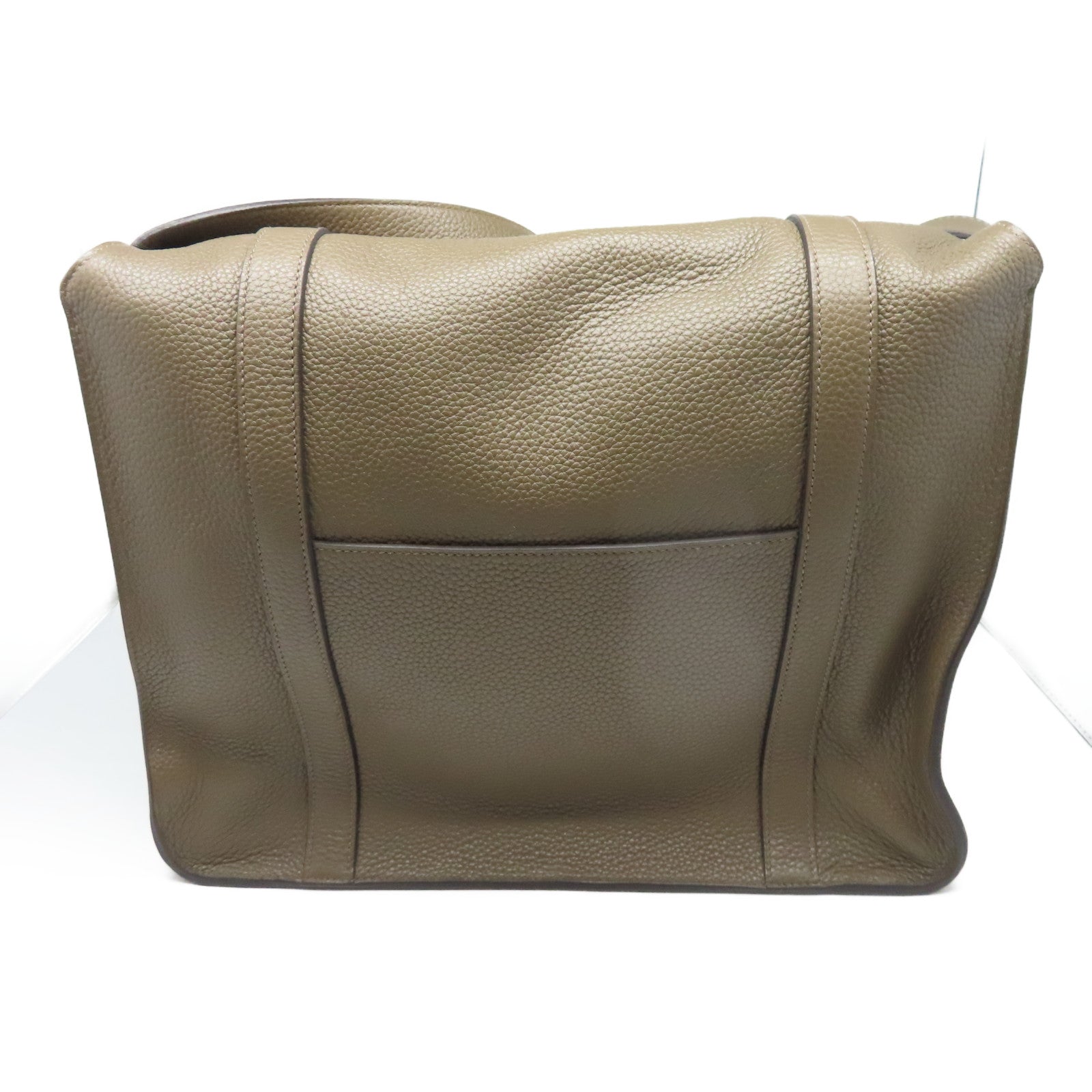 HERMES Taurillon Clemence皮革Steve 35银扣肩背袋褐灰色