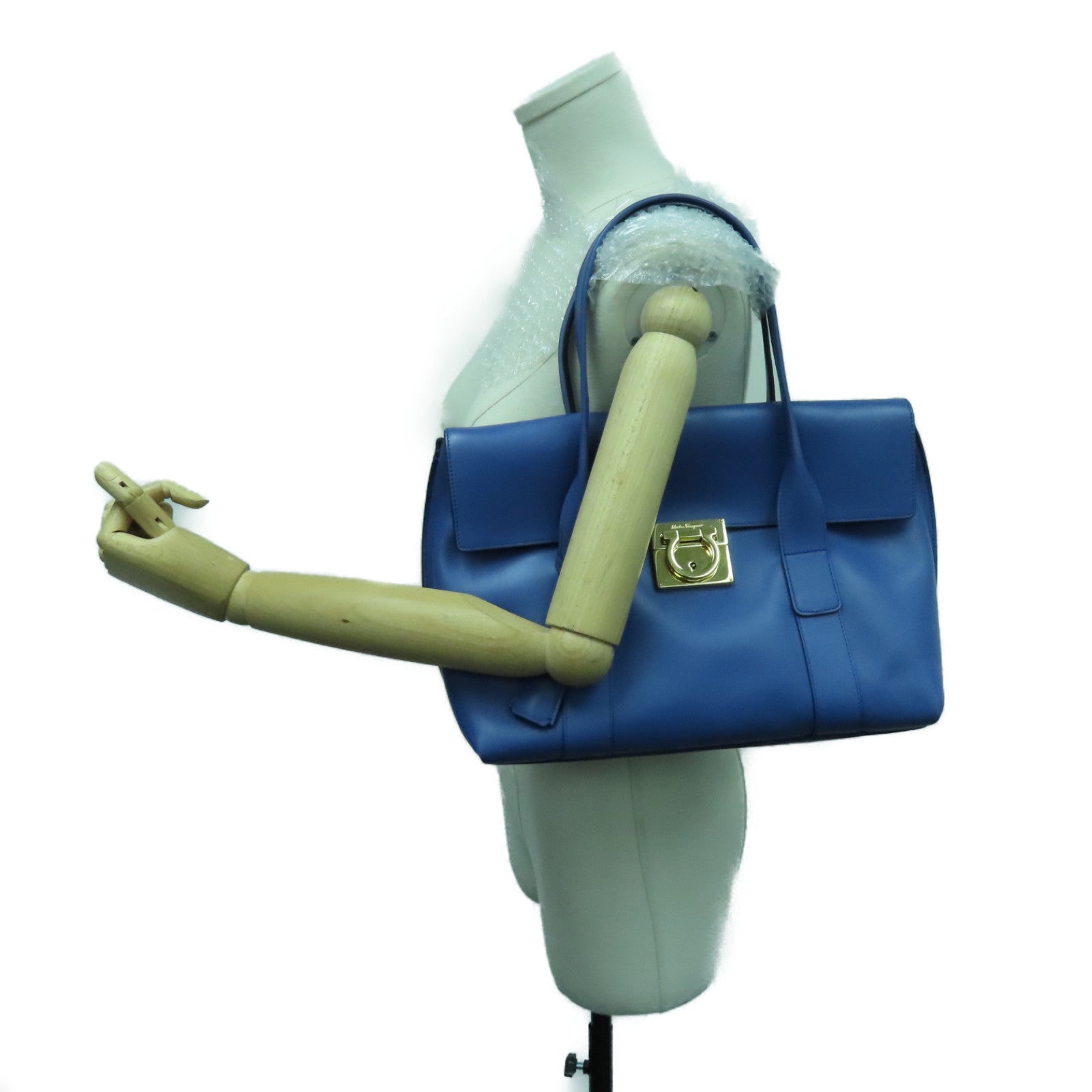 Salvatore Ferragamo 牛皮皮革2way Shoulder Bag金扣手挽肩背兩用袋藍色