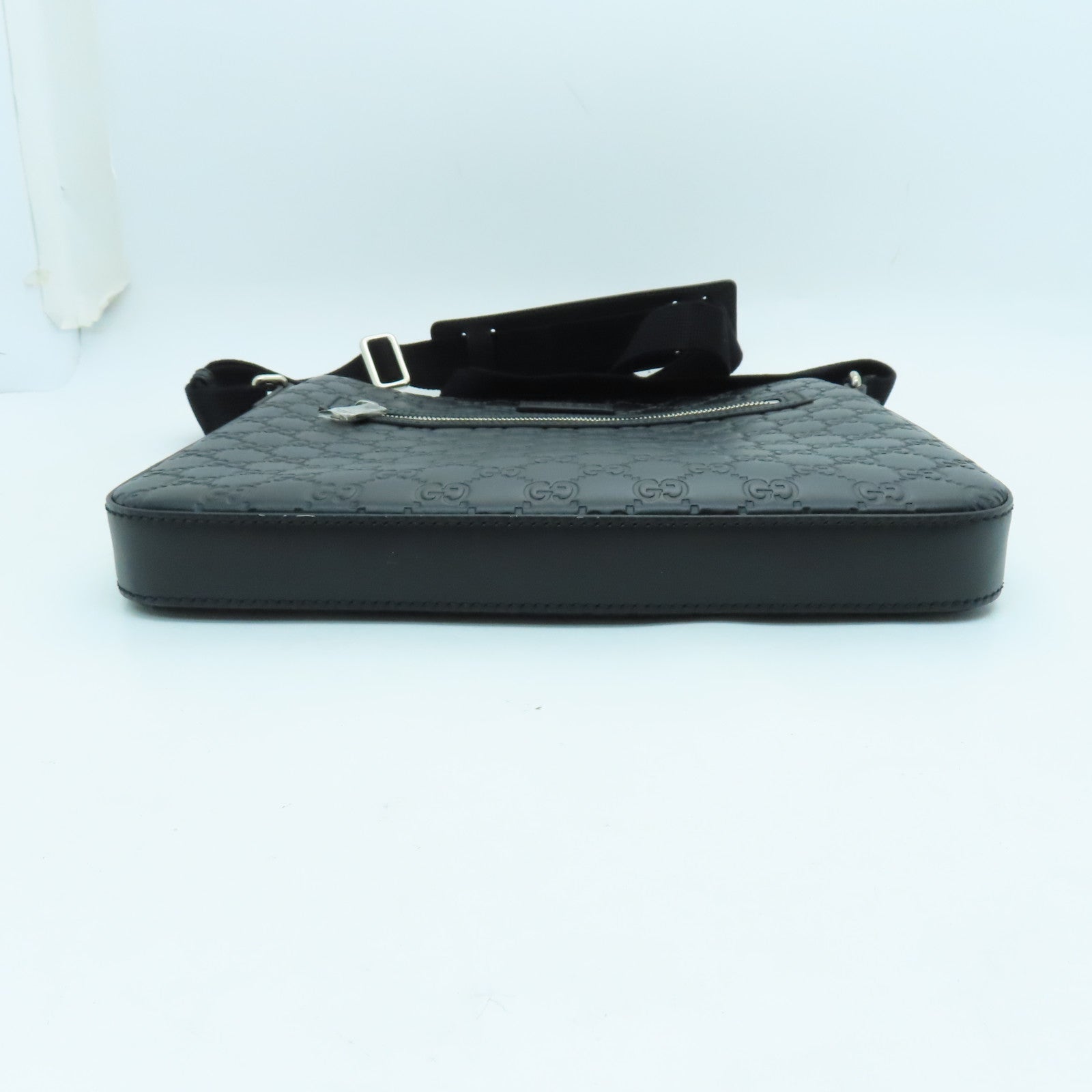 GUCCI cowhide leather Shoulder Bag silver buckle shoulder bag black