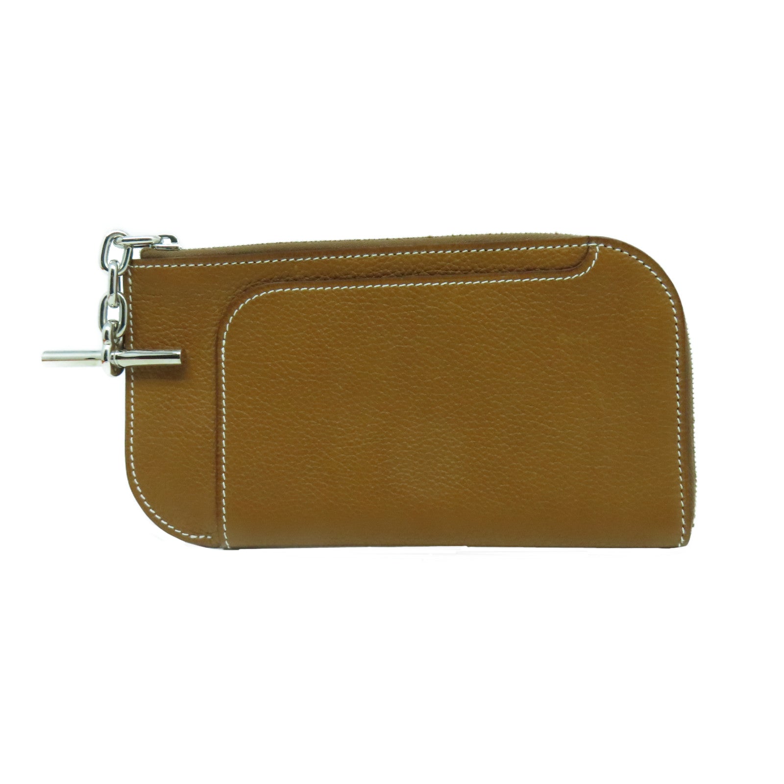 HERMES Evercolor皮革Strap GM Phone Case銀扣手機套Gold經典駝色