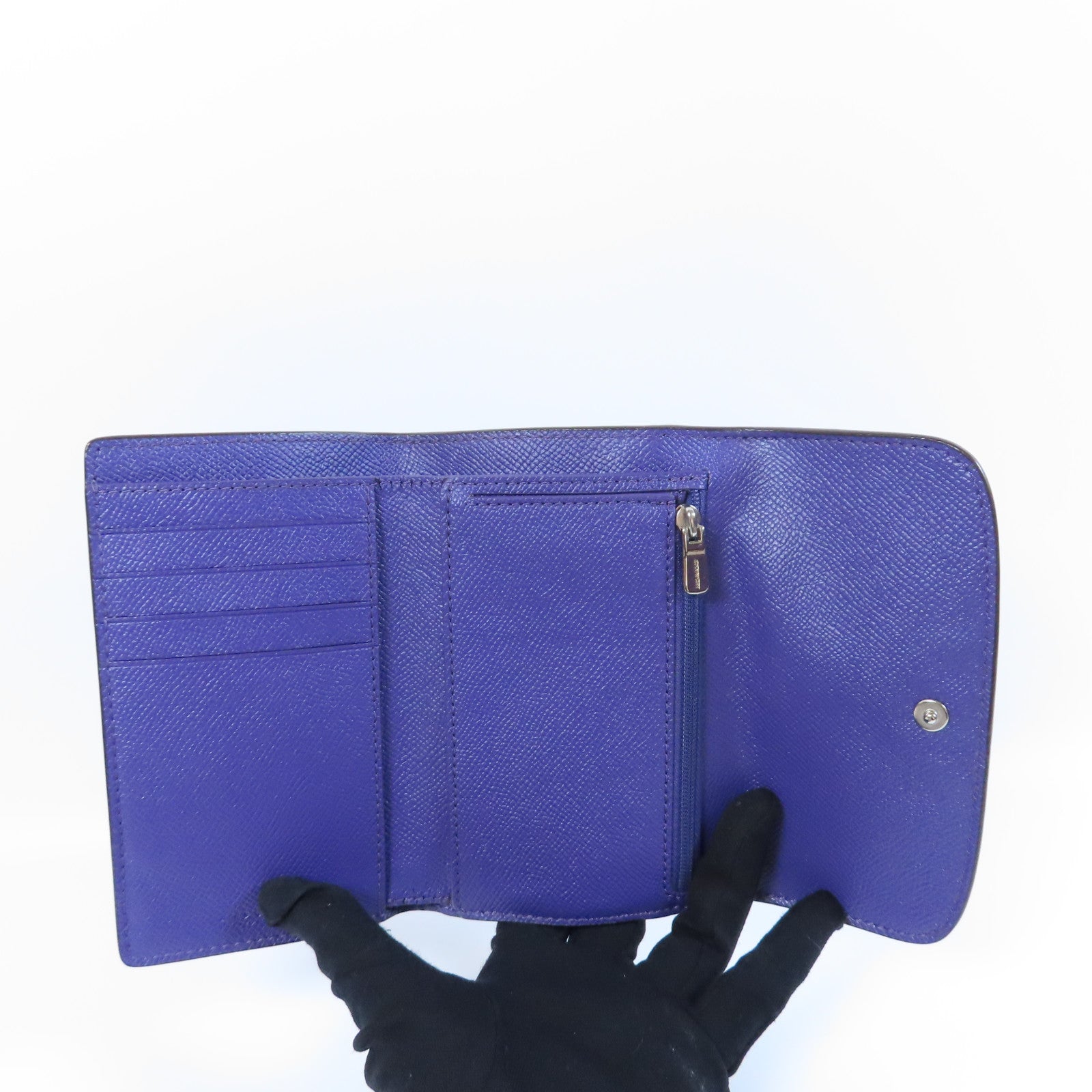 COACH 牛皮皮革Long Wallet銀扣長錢包紫色