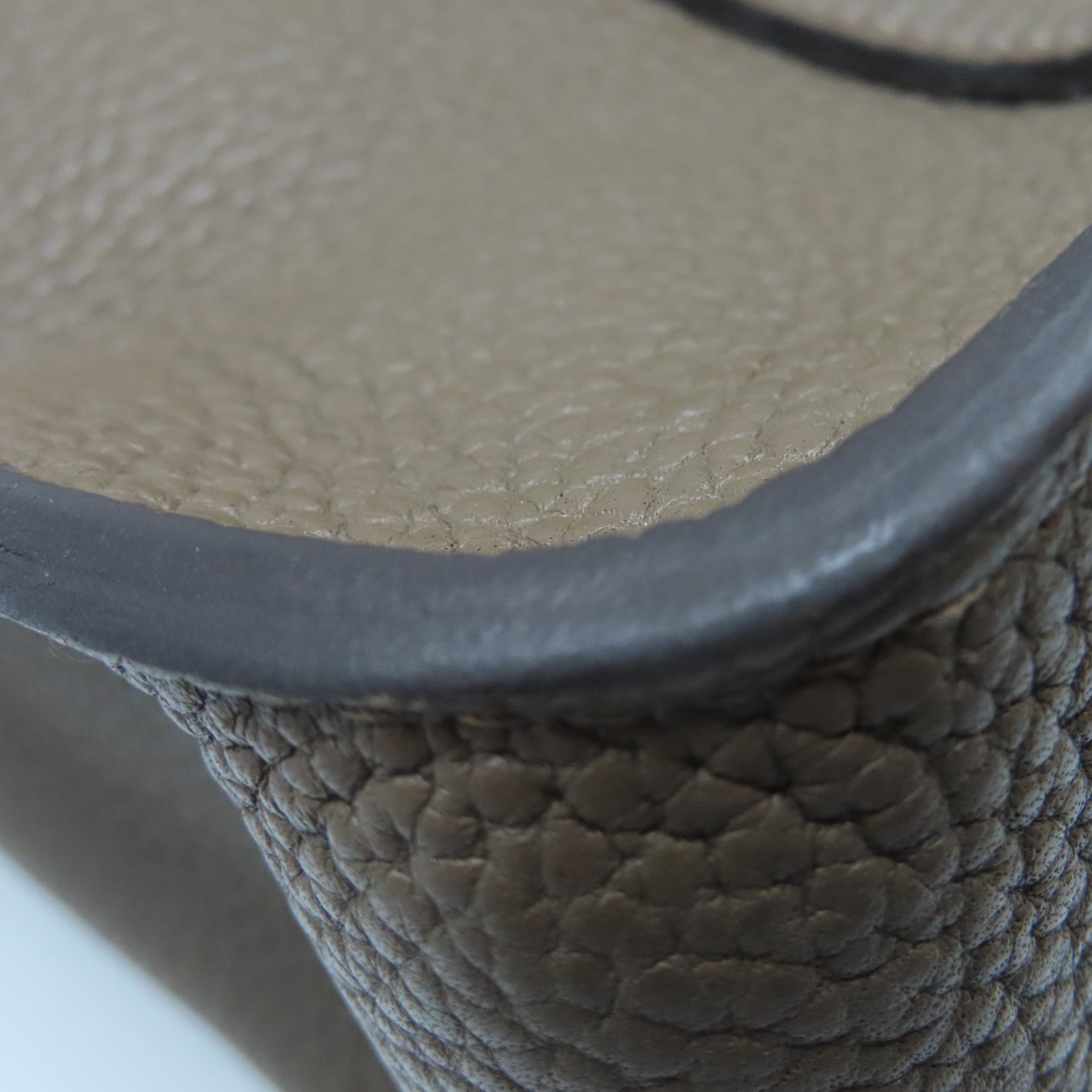 HERMES Taurillon Clemence皮革Steve 35银扣肩背袋褐灰色