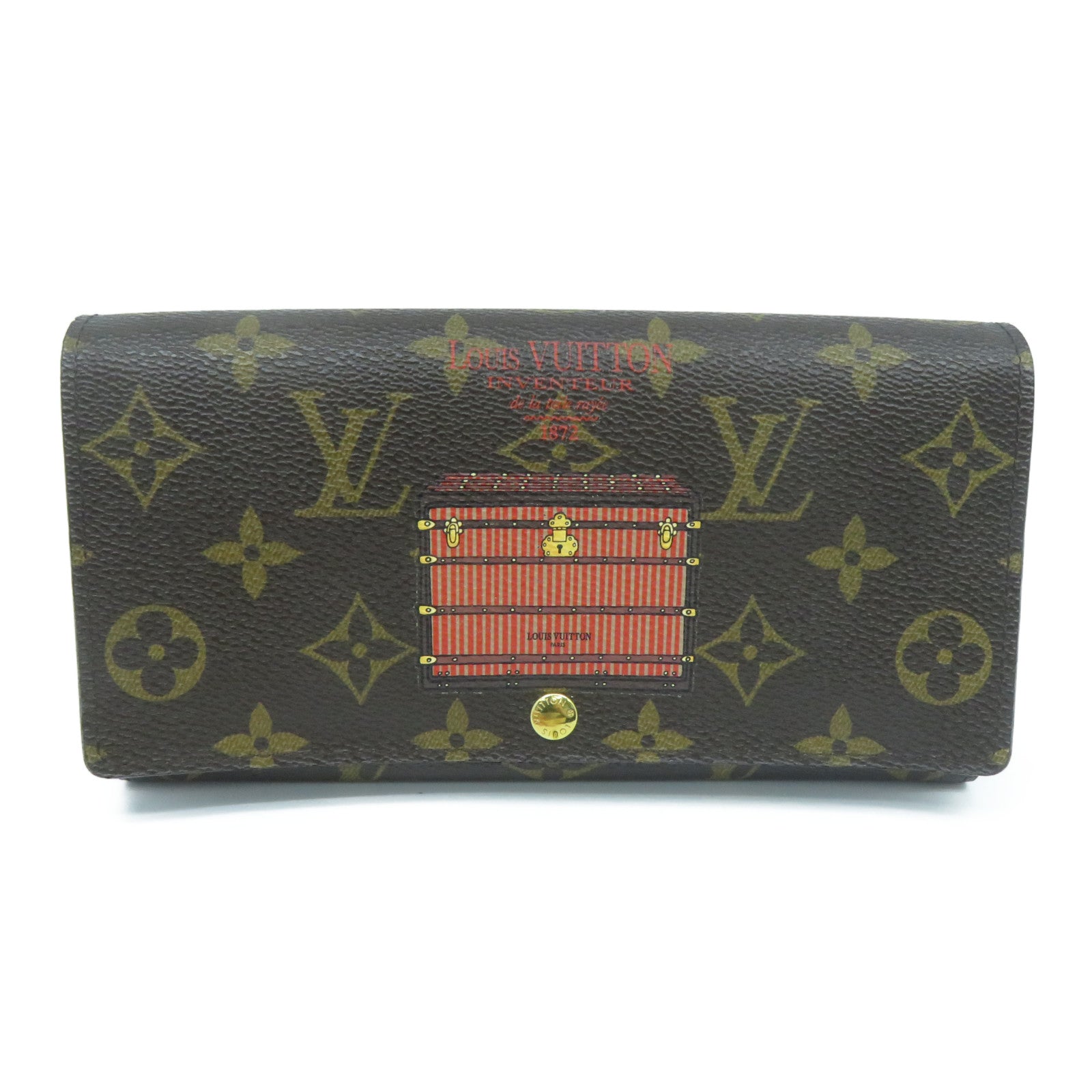 LOUIS VUITTON Monogram Portefeuille Sarah Trunk Long Wallet金扣長錢包啡色