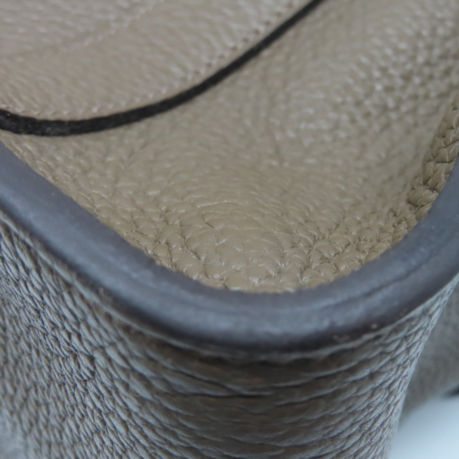 HERMES Taurillon Clemence皮革Steve 35银扣肩背袋褐灰色