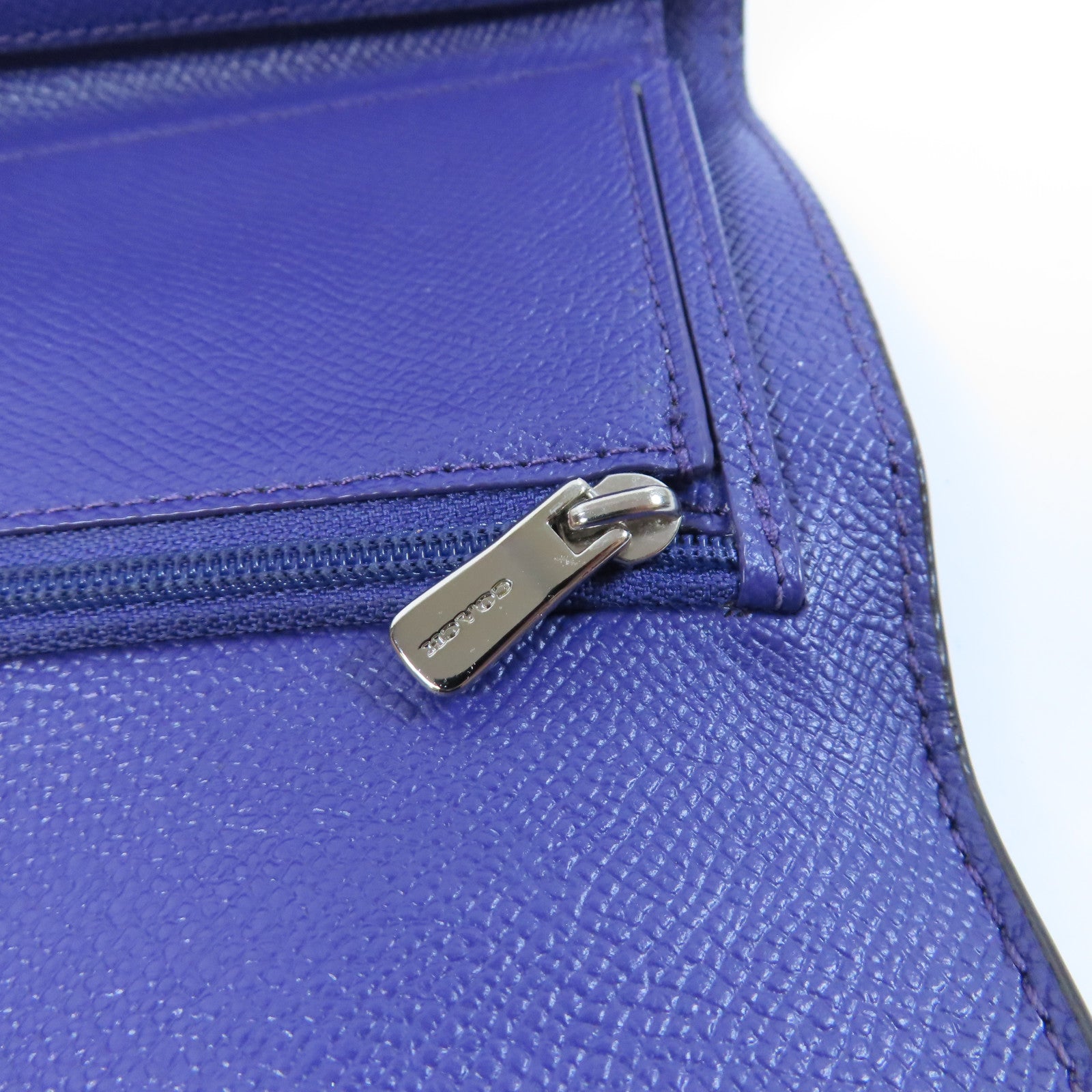 COACH 牛皮皮革Long Wallet銀扣長錢包紫色