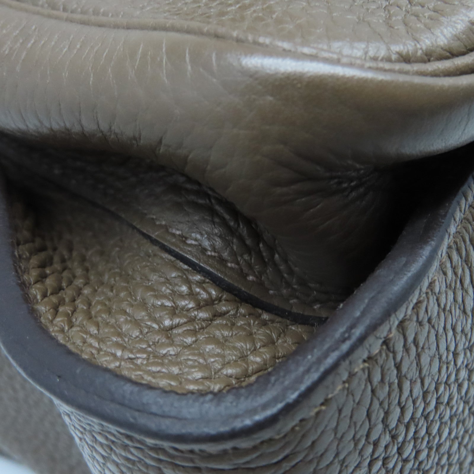 HERMES Taurillon Clemence皮革Steve 35银扣肩背袋褐灰色