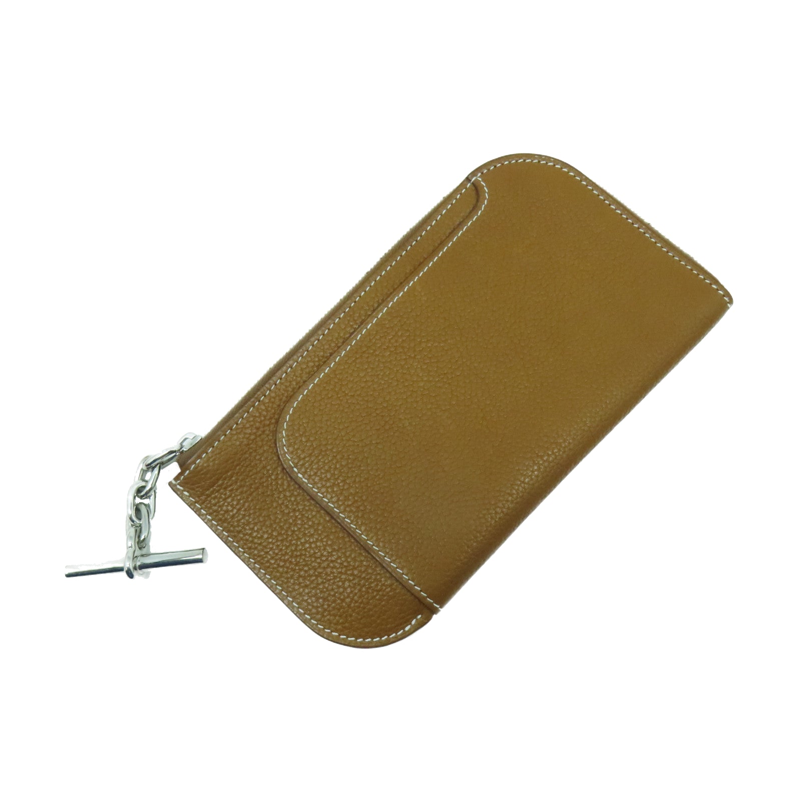 HERMES Evercolor皮革Strap GM Phone Case銀扣手機套Gold經典駝色
