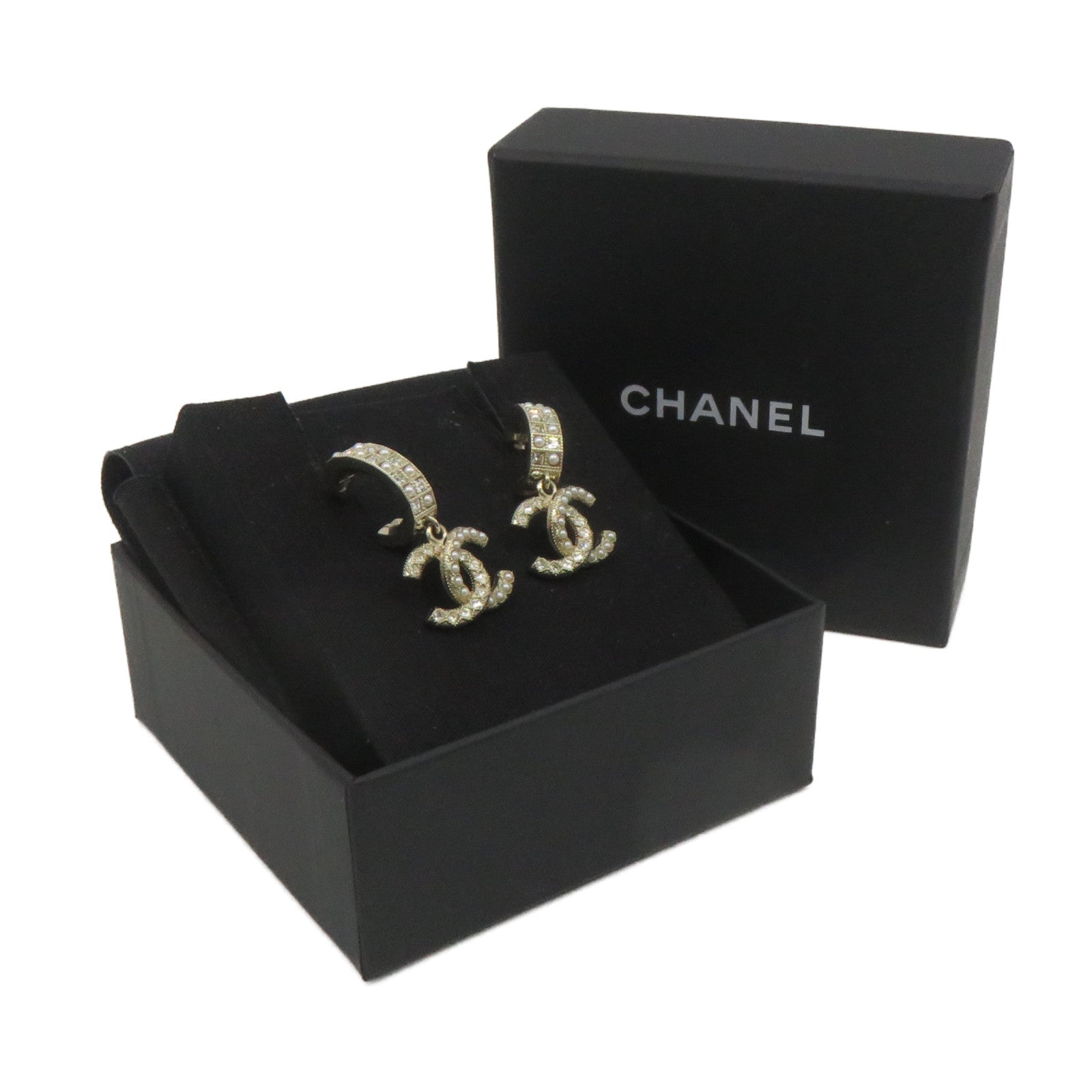 CHANEL 金屬/仿珍珠CC Earrings耳環
