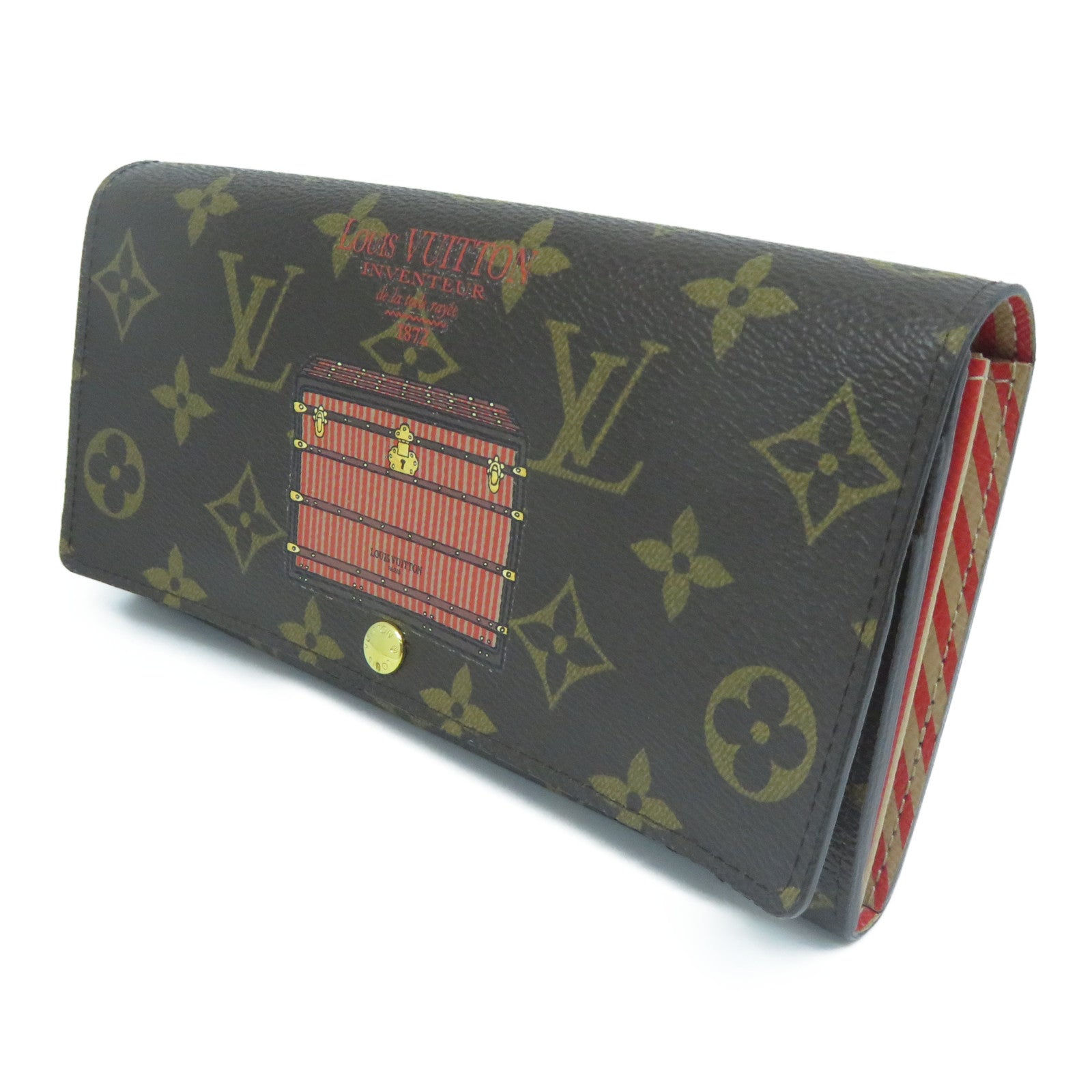 LOUIS VUITTON Monogram Portefeuille Sarah Trunk Long Wallet金扣長錢包啡色